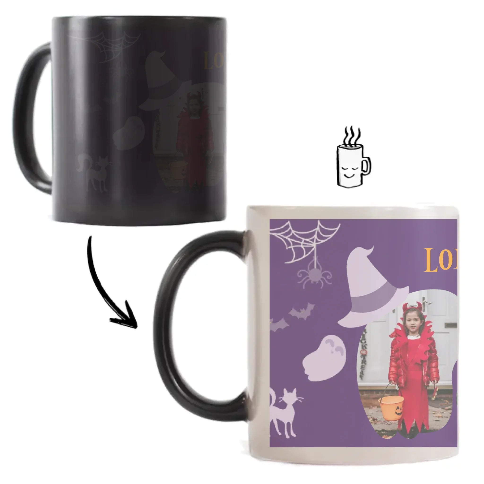 Két képes egyedi neves halloweeni bögre