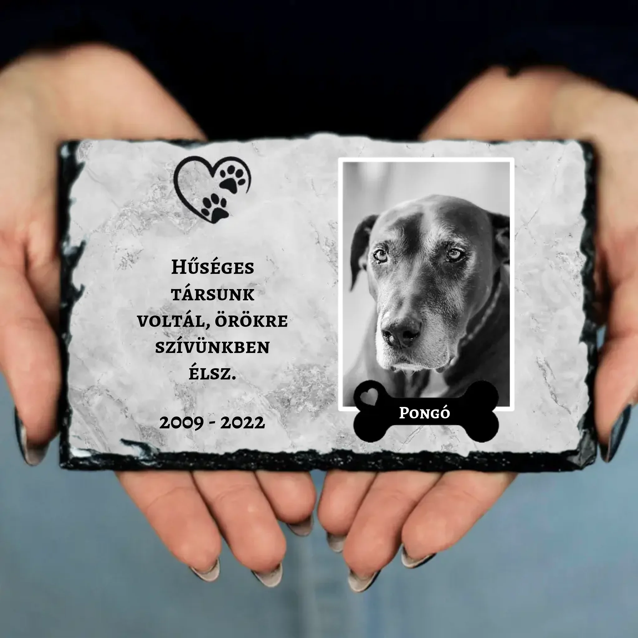 Hűséges társunk voltál házi kedvencek megemlékezős gránitlap