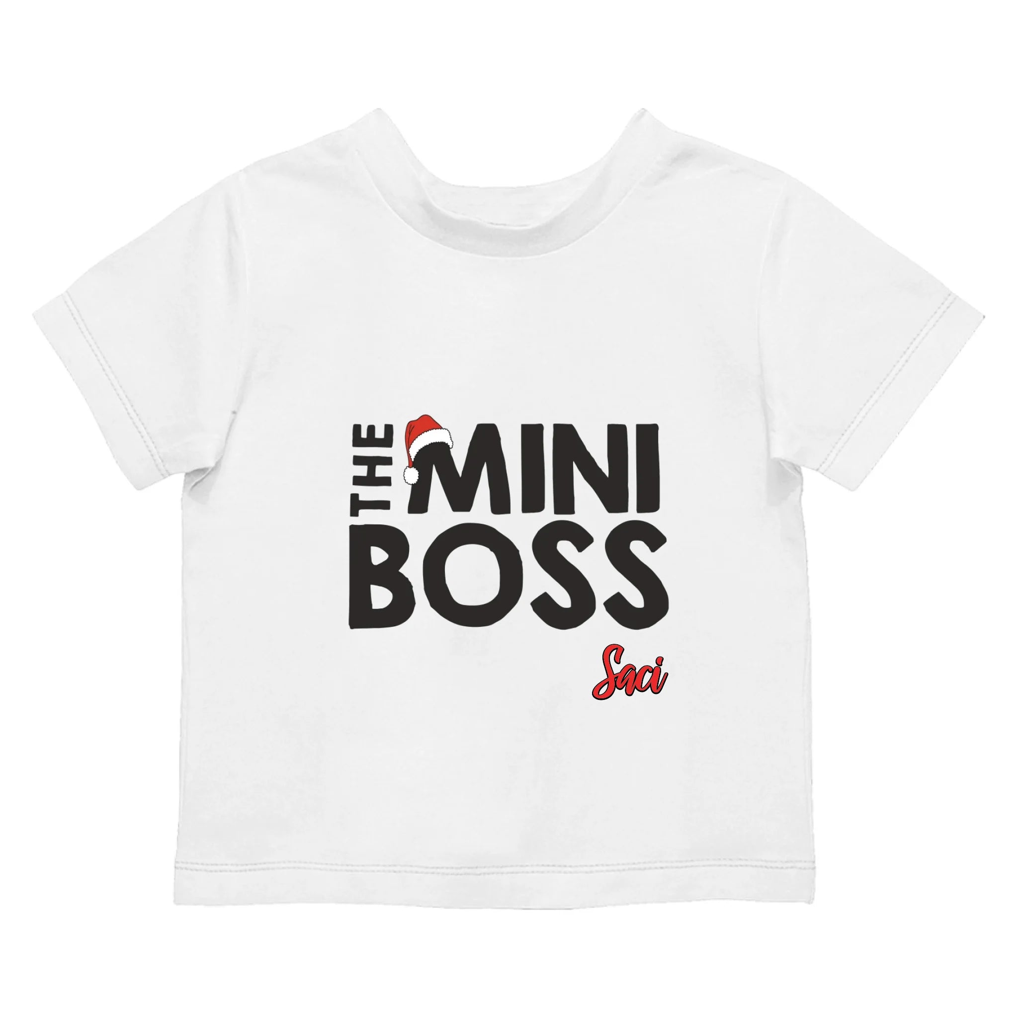 The Mini Boss karácsonyi gyerek póló névvel