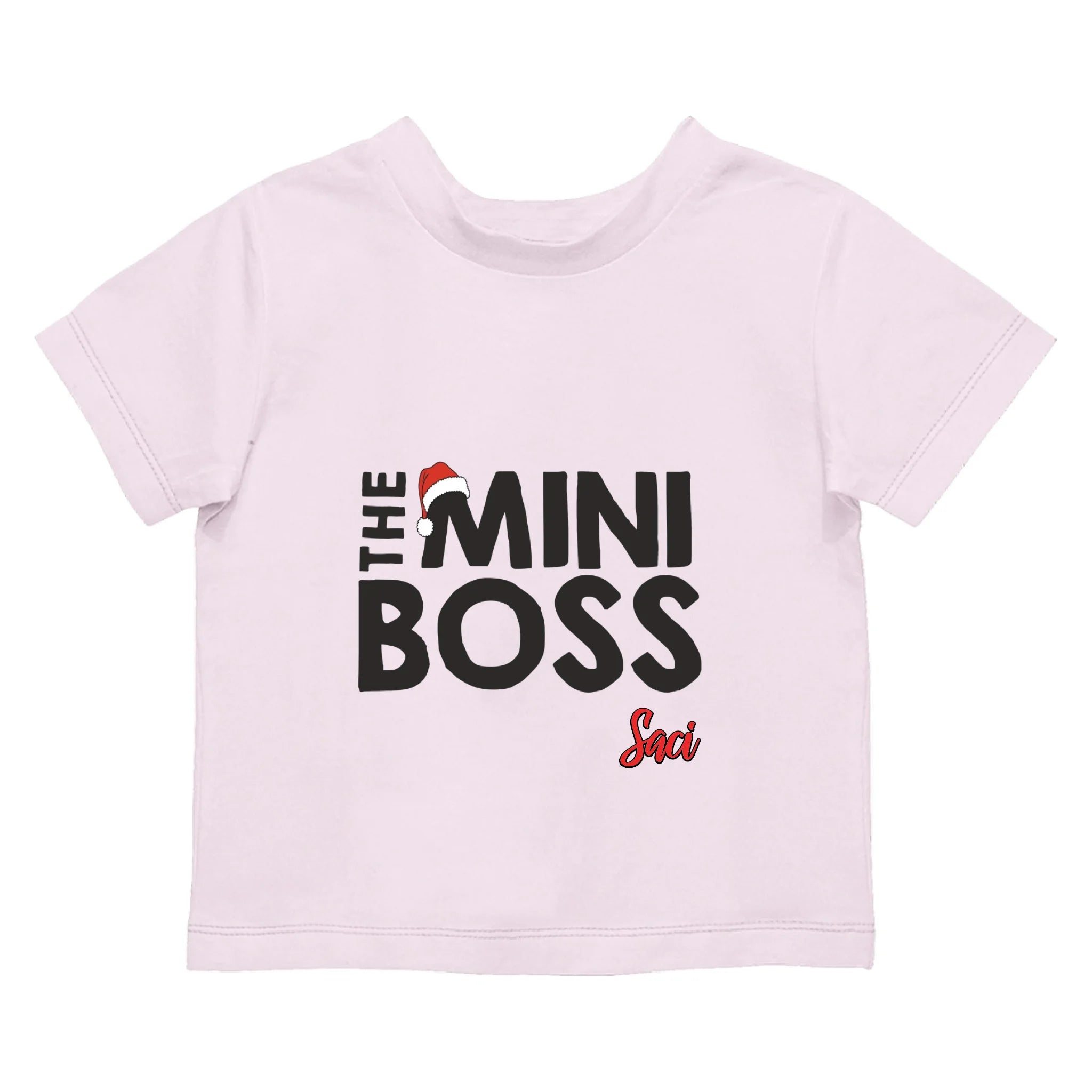 The Mini Boss karácsonyi gyerek póló névvel