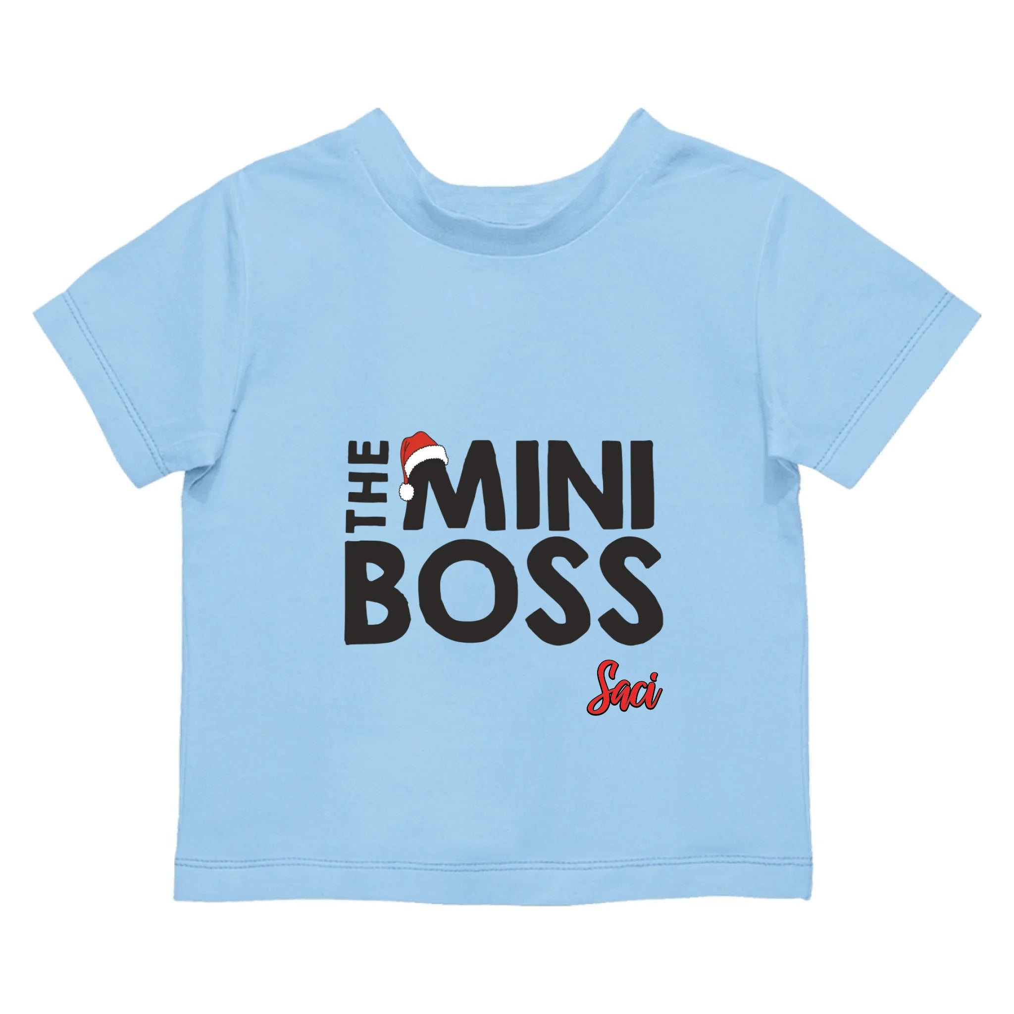 The Mini Boss karácsonyi gyerek póló névvel