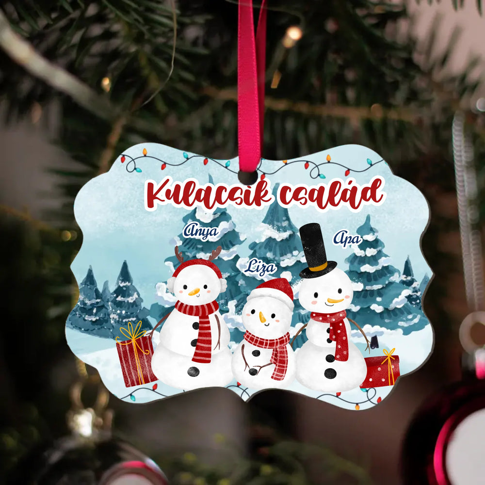 	 Ajándék karácsonyfadísz szerkeszthető felirattal és hóember mintával