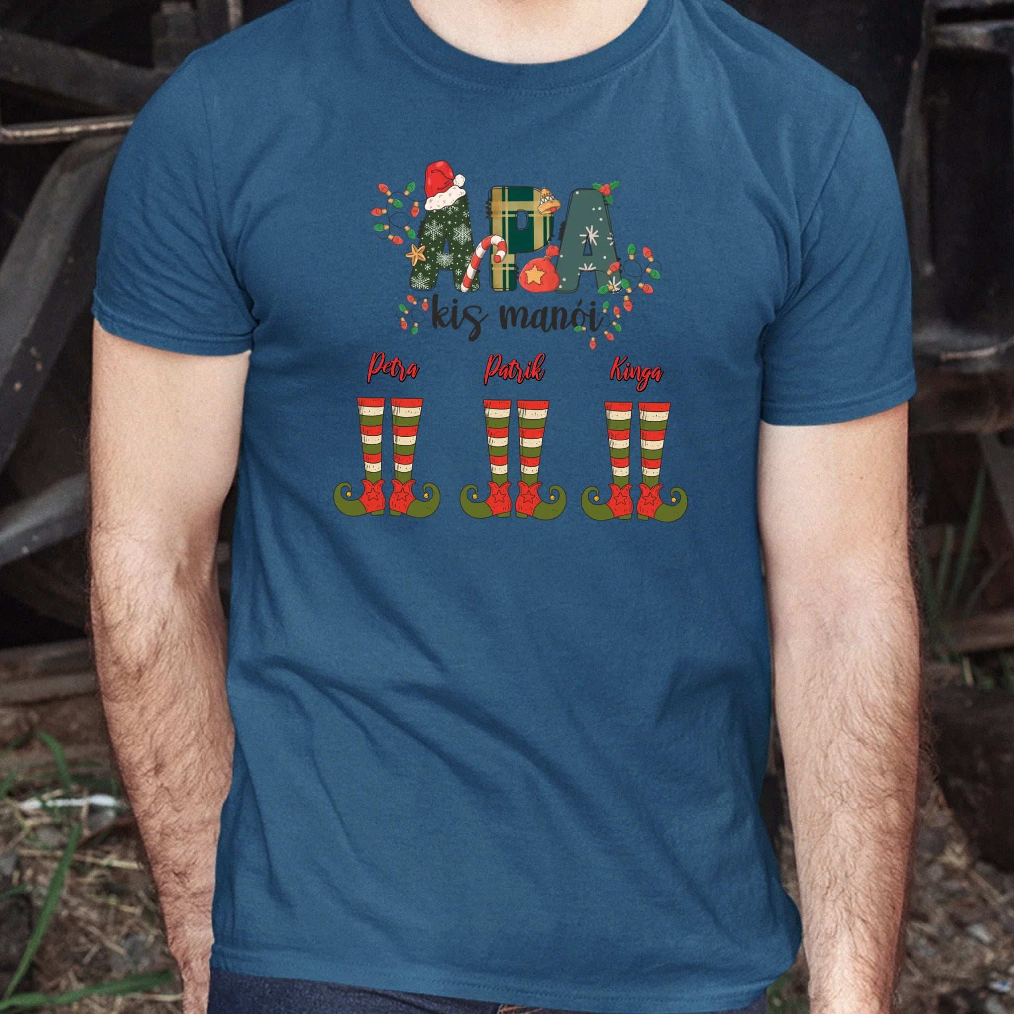 Vicces karácsonyi póló fánk mintával férfiaknak