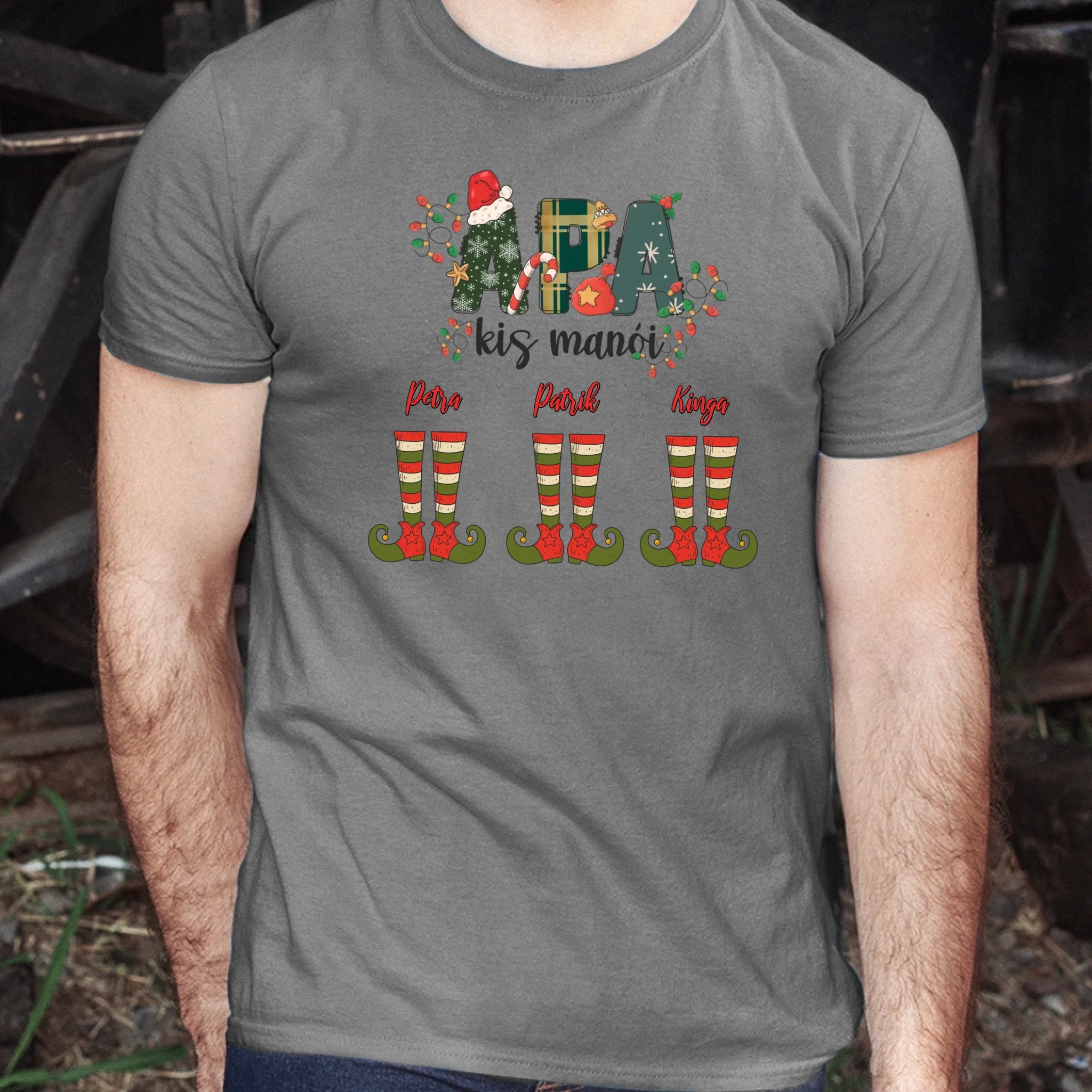 Vicces karácsonyi póló fánk mintával férfiaknak