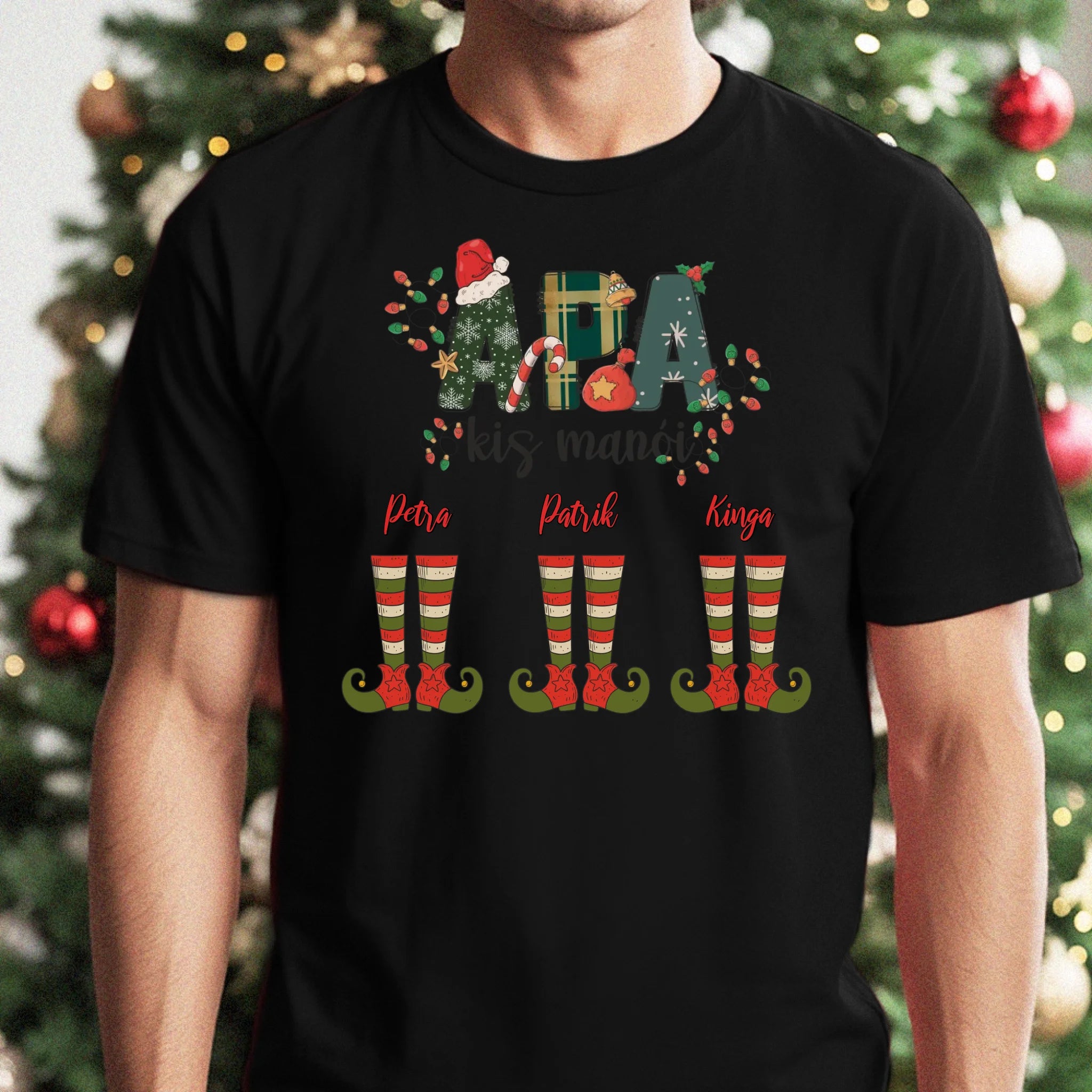 Vicces karácsonyi póló fánk mintával férfiaknak