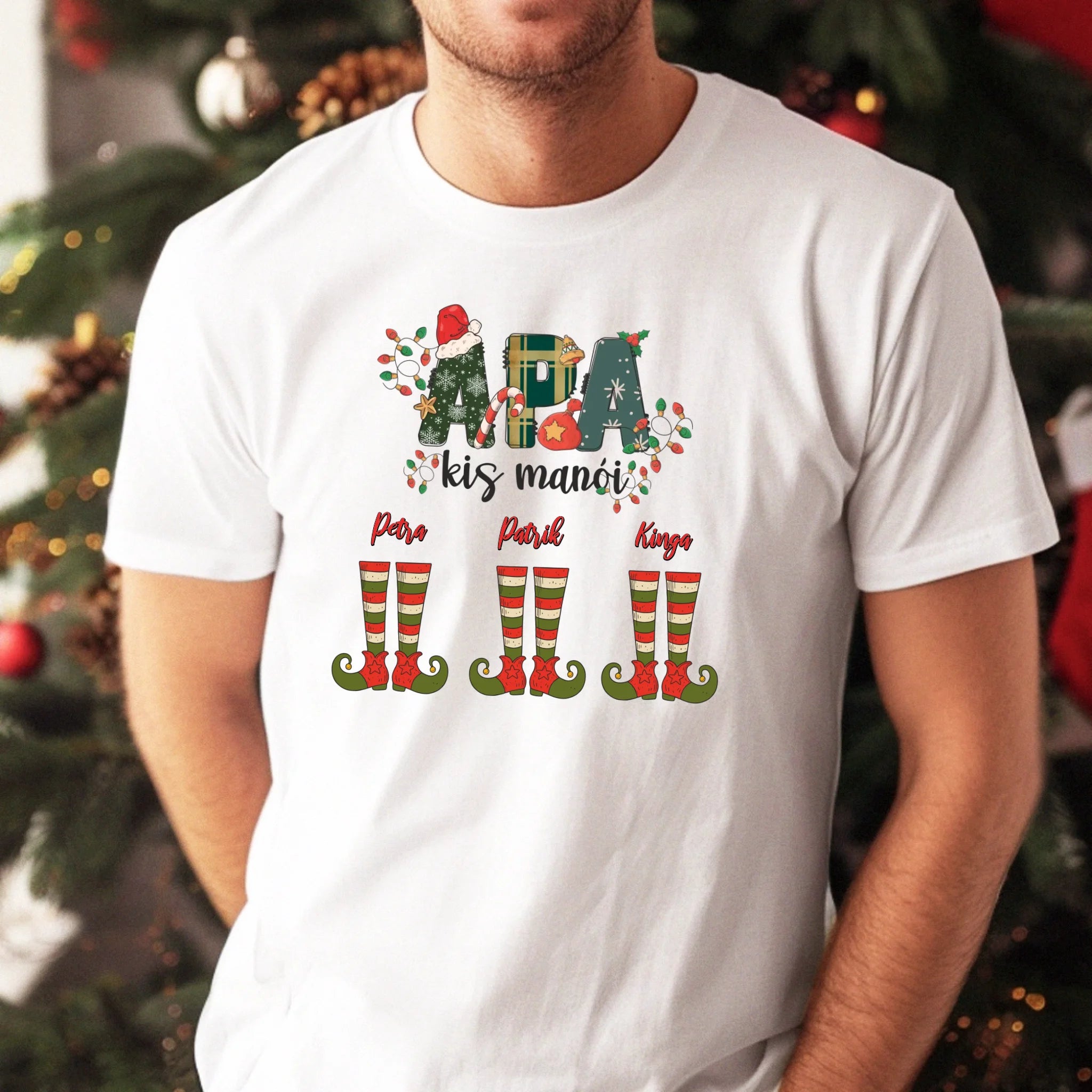Apa karácsonyi manói férfi póló apáknak karácsonyra