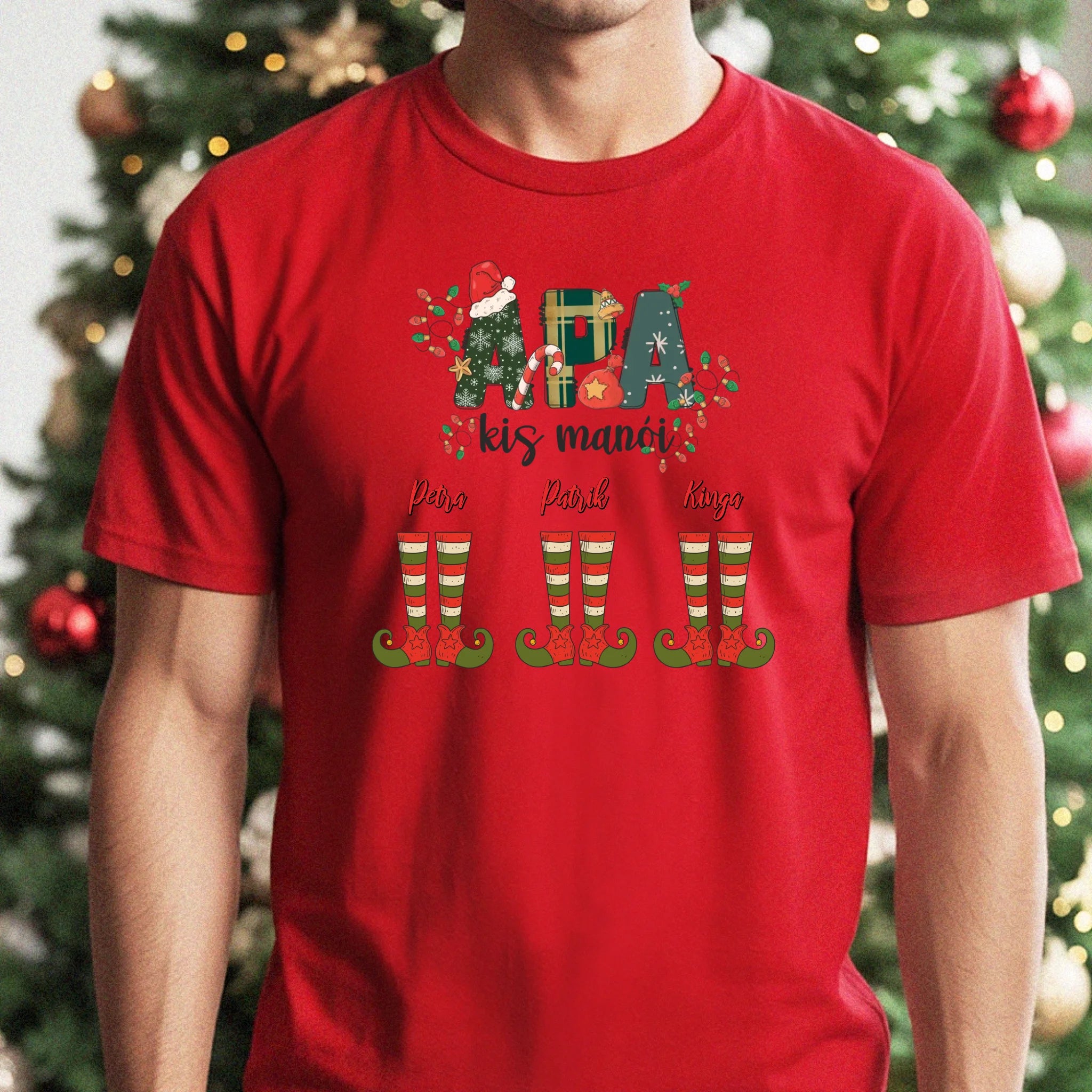 Vicces karácsonyi póló fánk mintával férfiaknak