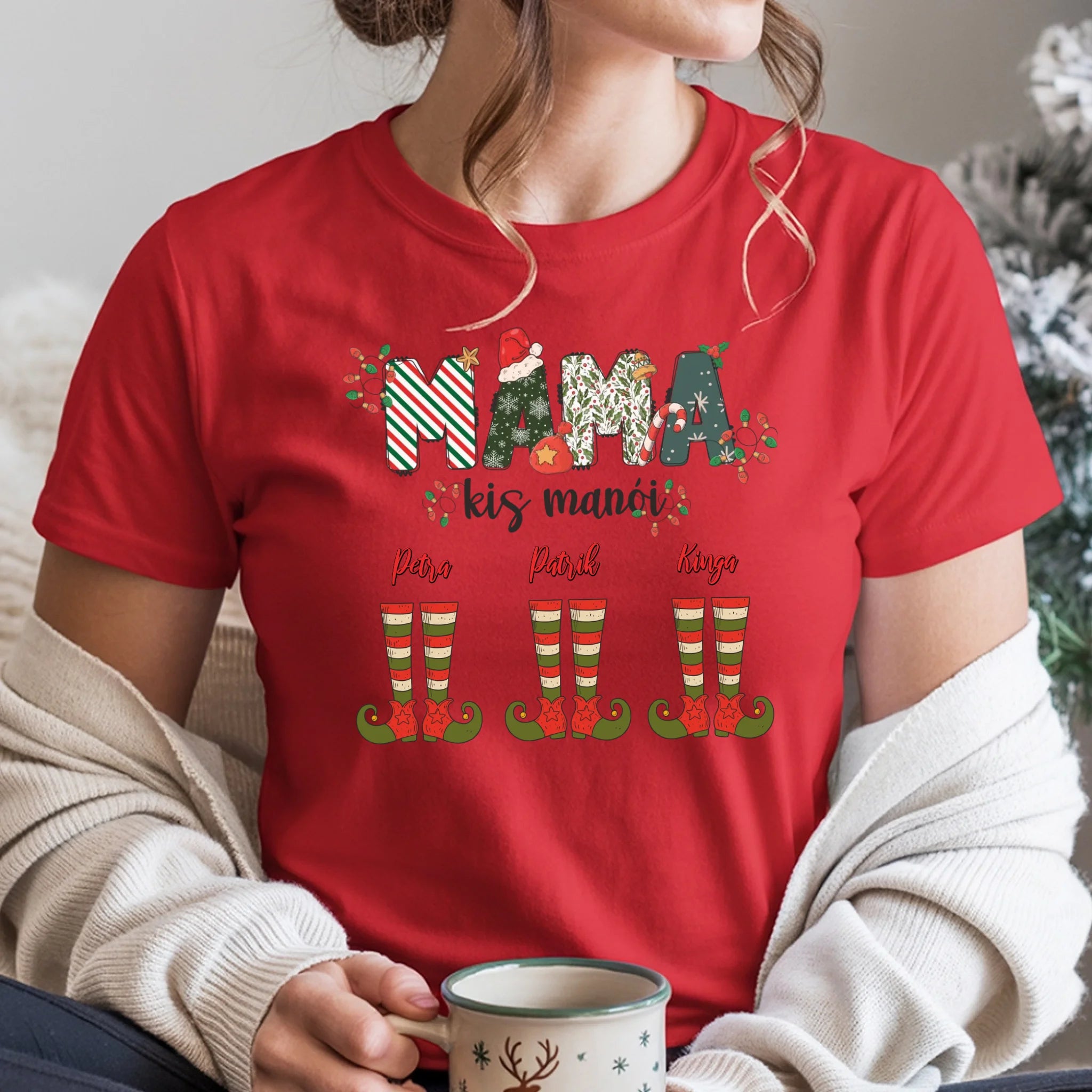 Mama karácsonyi manói női póló mamáknak