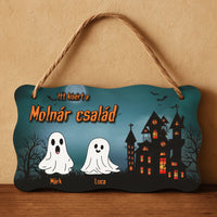 Személyre szabható halloweeni dísztábla - névvel és szellemekkel