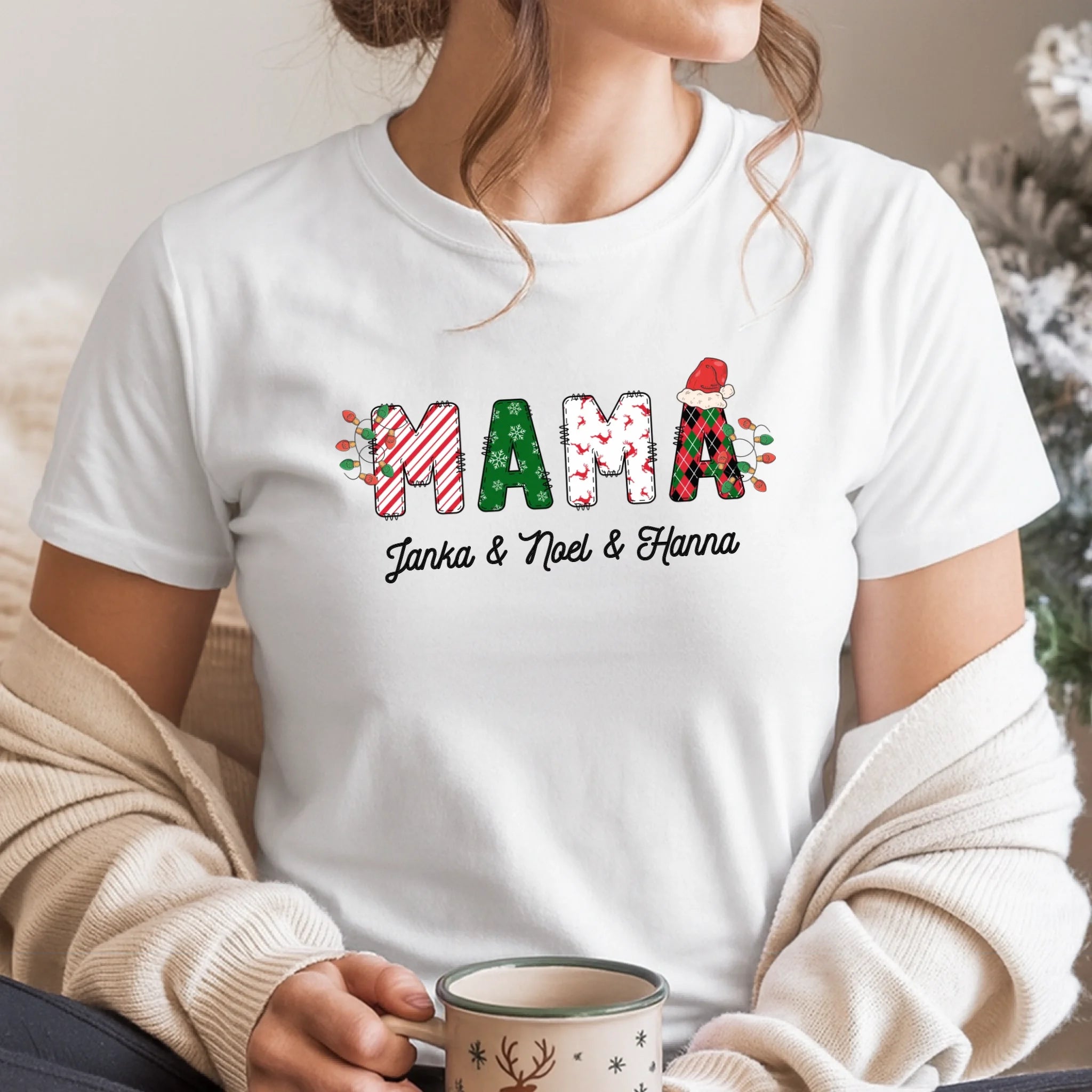 Karácsonyi Mama feliratos női póló nevekkel