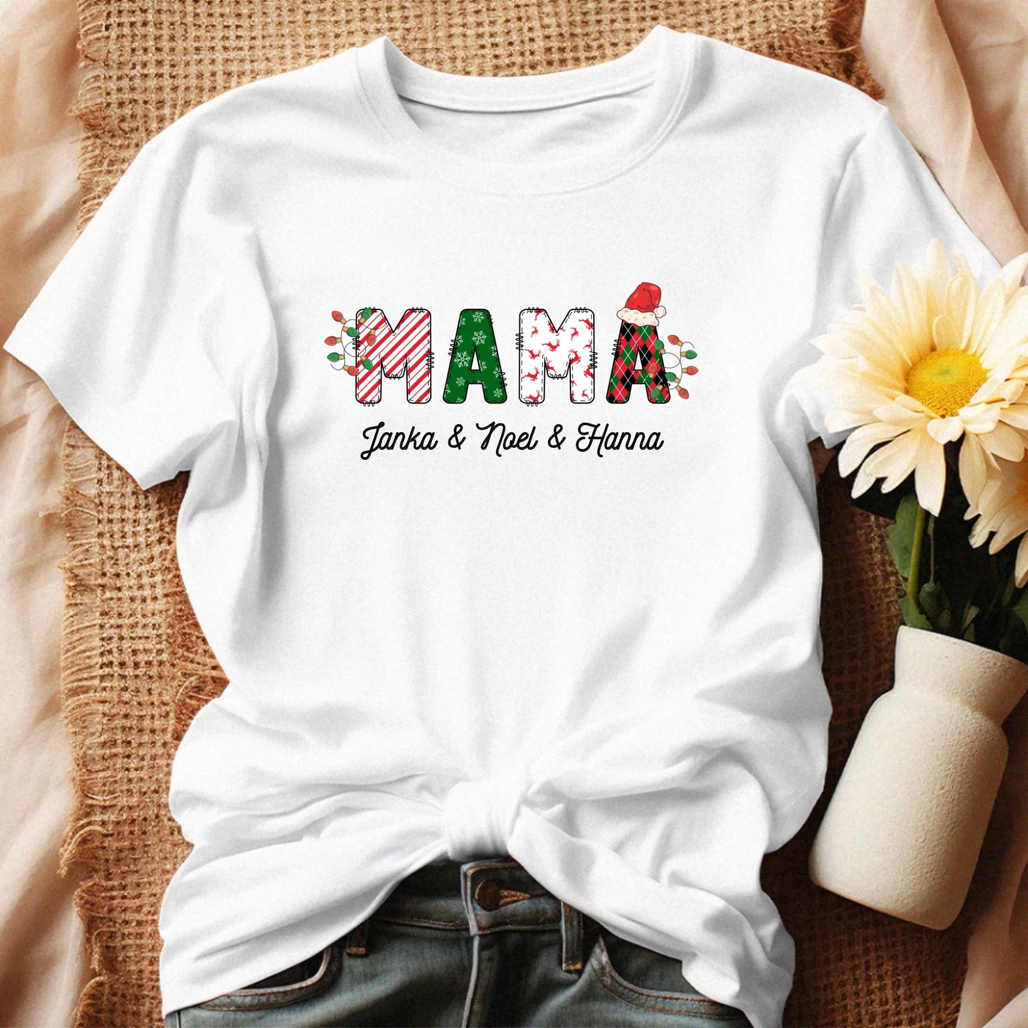 Karácsonyi Mama feliratos női póló nevekkel
