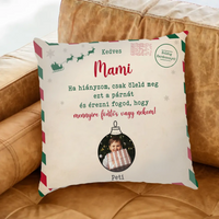 Egyedi karácsonyi fullprint párna fotóval és nevekkel - ajándék családtagoknak