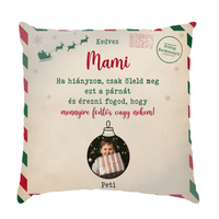Egyedi karácsonyi fullprint párna fotóval és nevekkel - ajándék családtagoknak