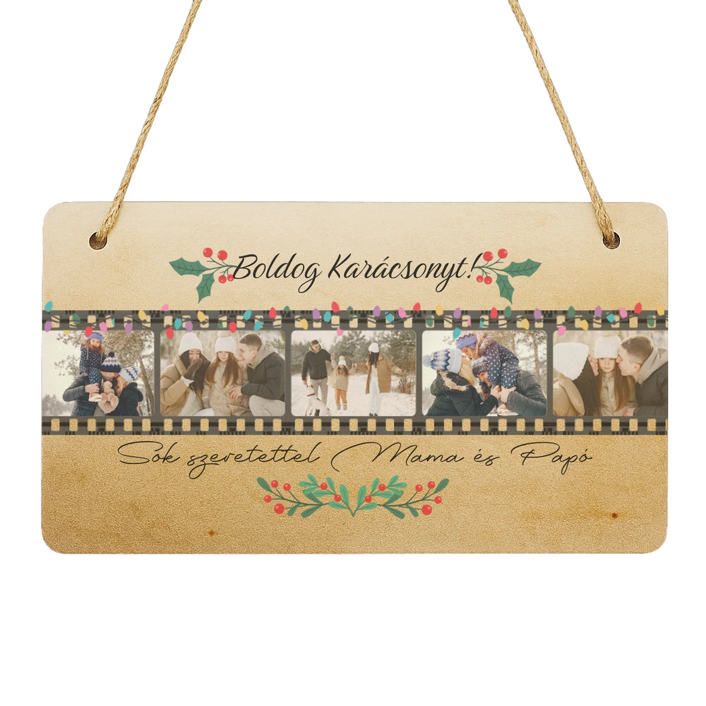Karácsonyi dísztábla - egyedi képes ajándék karácsonyi tábla felirattal