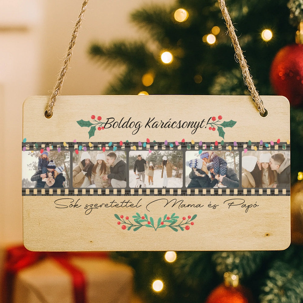 Karácsonyi dísztábla - egyedi képes ajándék karácsonyi tábla felirattal