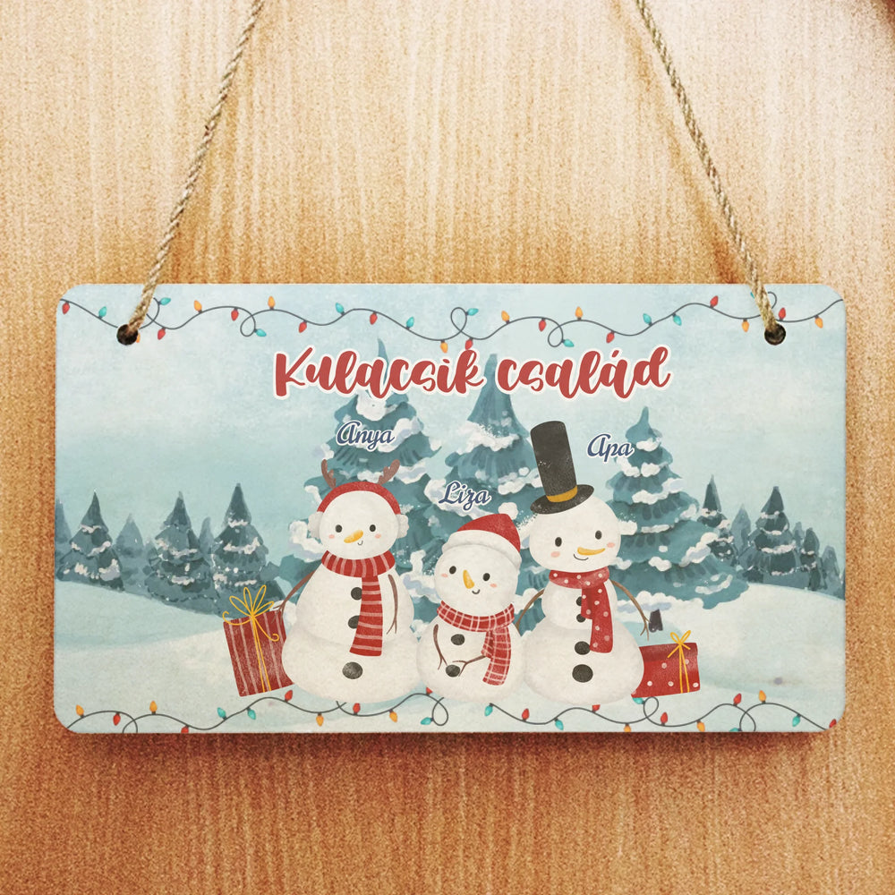 Karácsonyi ajándék dísztábla szerkeszthető felirattal és hóember mintával