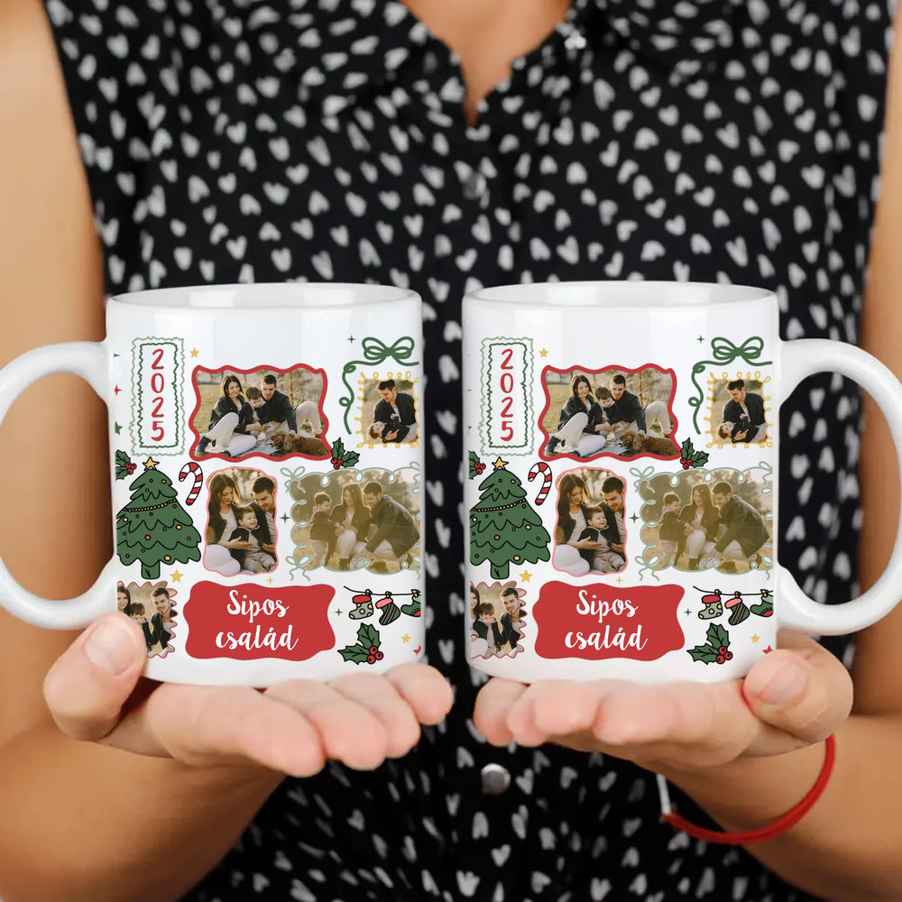 Karácsonyi mintás egyedi neves 5 fényképes