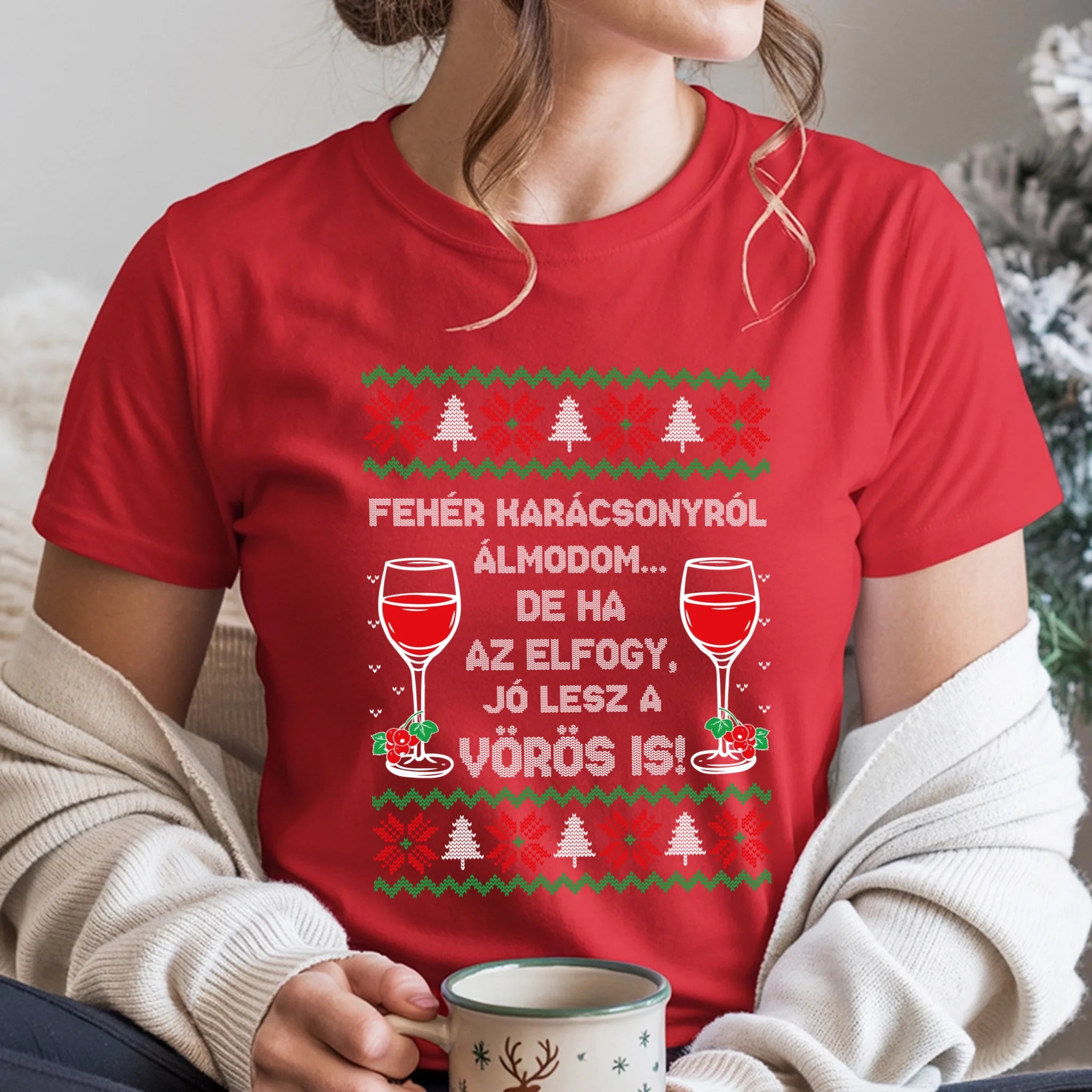 Fehér Karácsonyról álmodom - vicces karácsonyi női póló