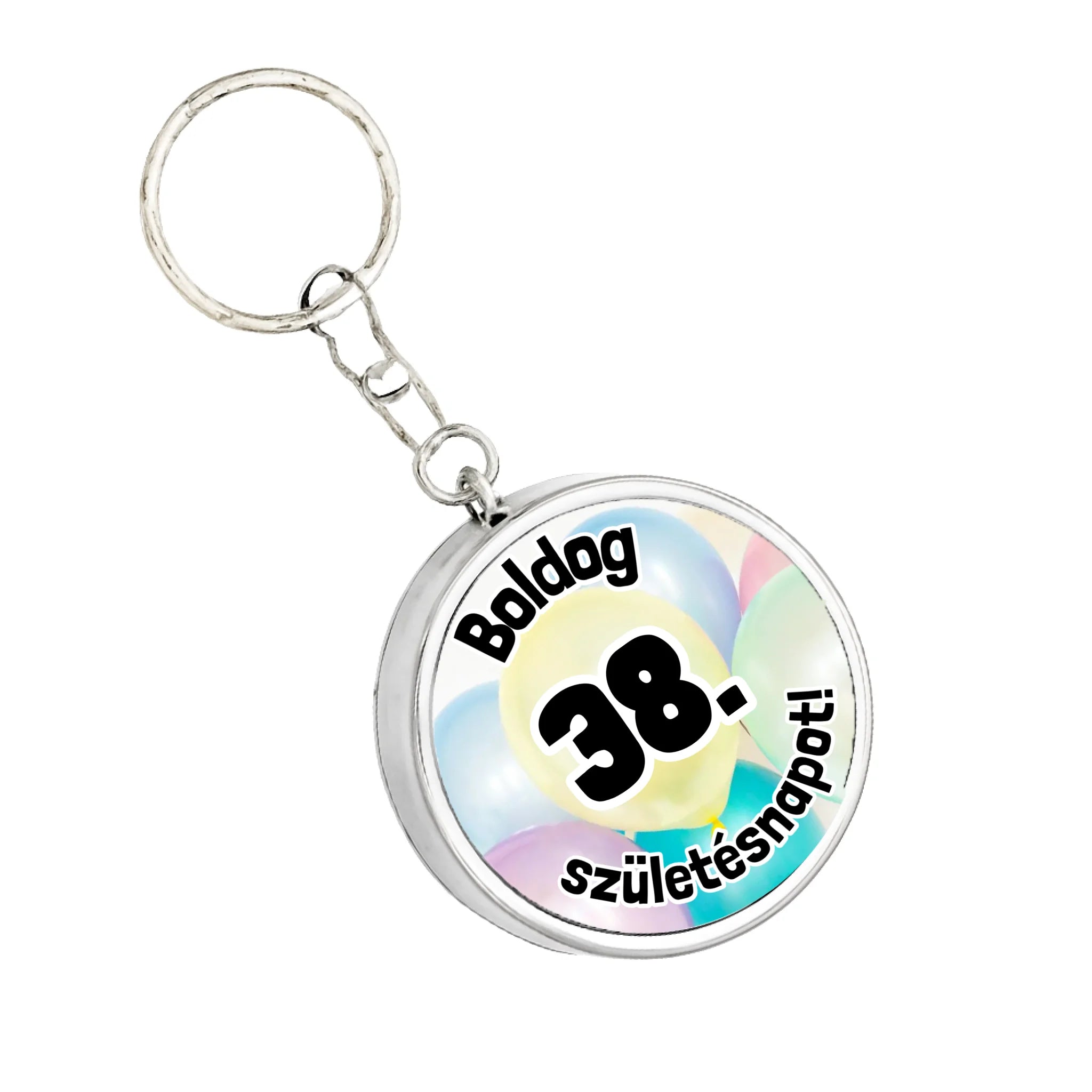 Boldog születésnapot feliratú univerzális kulcstartó egyedi számmal