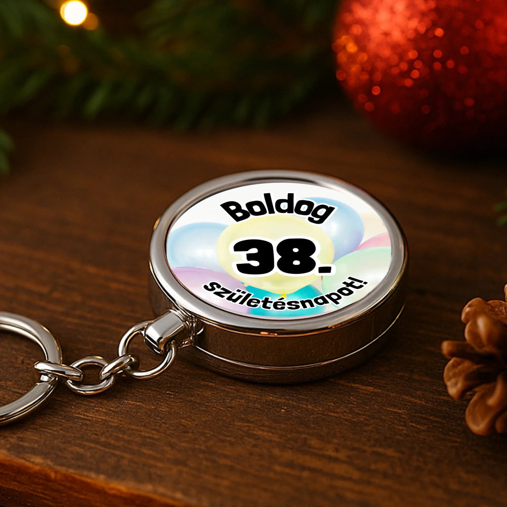 Boldog születésnapot feliratú univerzális kulcstartó egyedi számmal