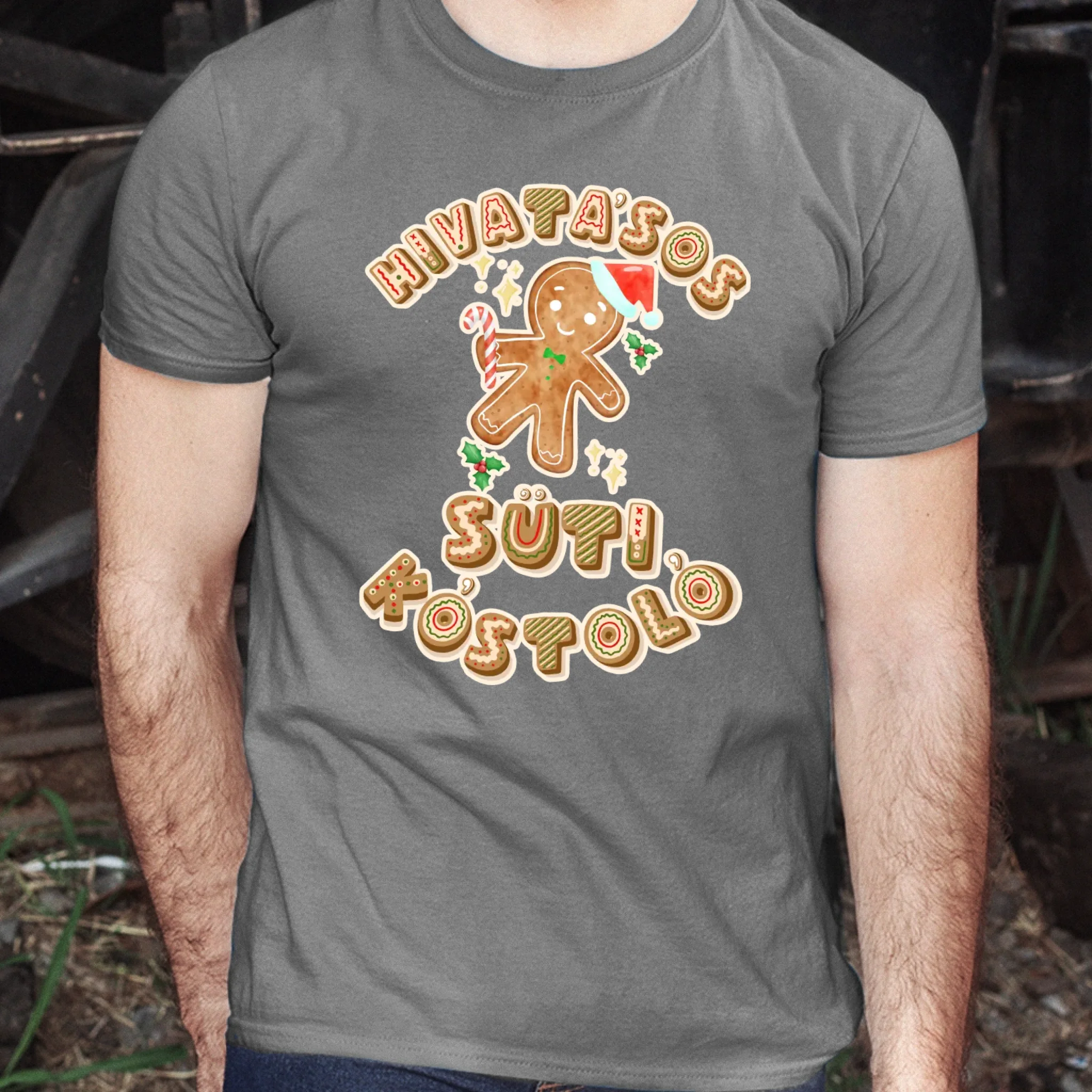 Hivatásos süti kostoló feliratú karácsonyi mintájú férfi póló