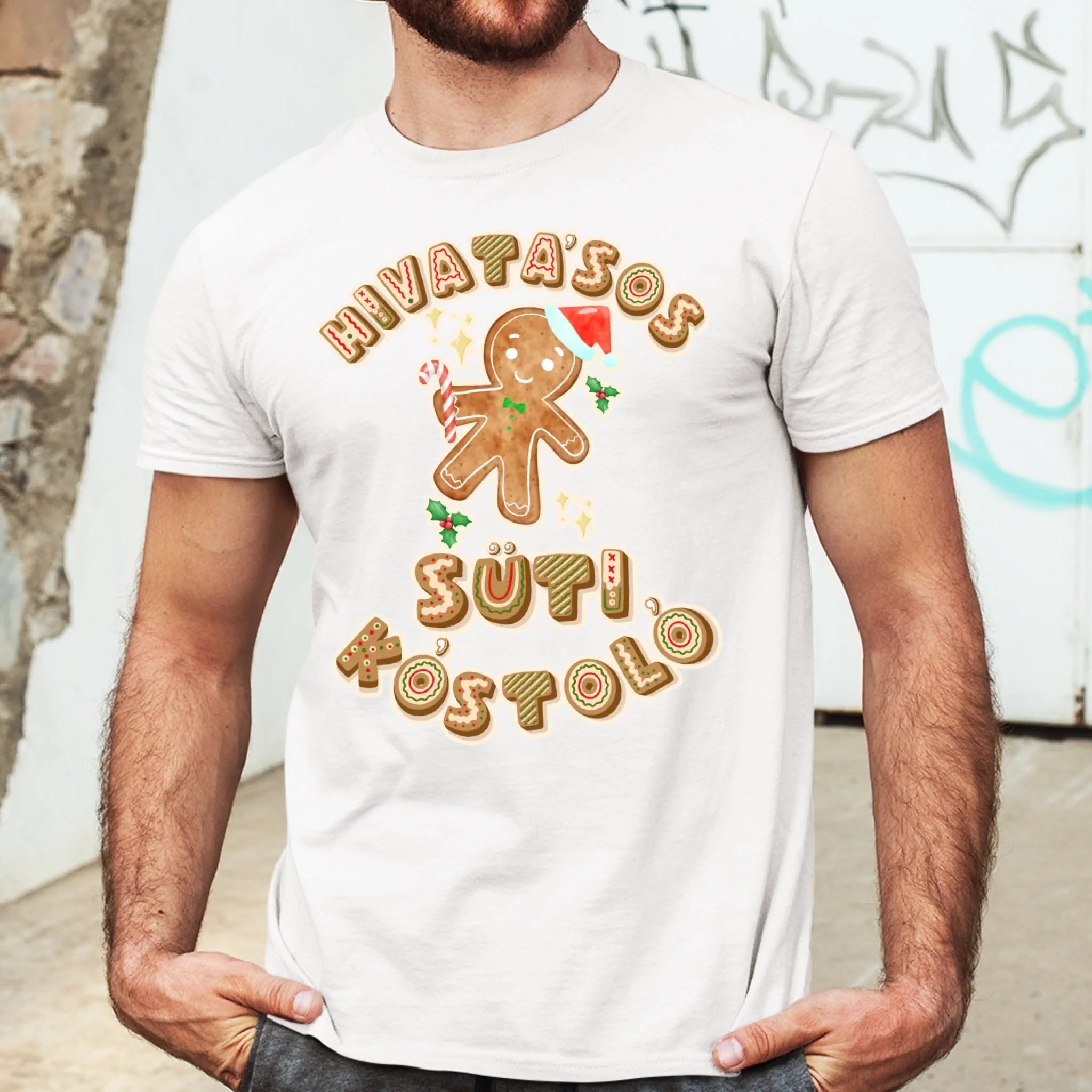 Hivatásos süti kostoló feliratú karácsonyi mintájú férfi póló