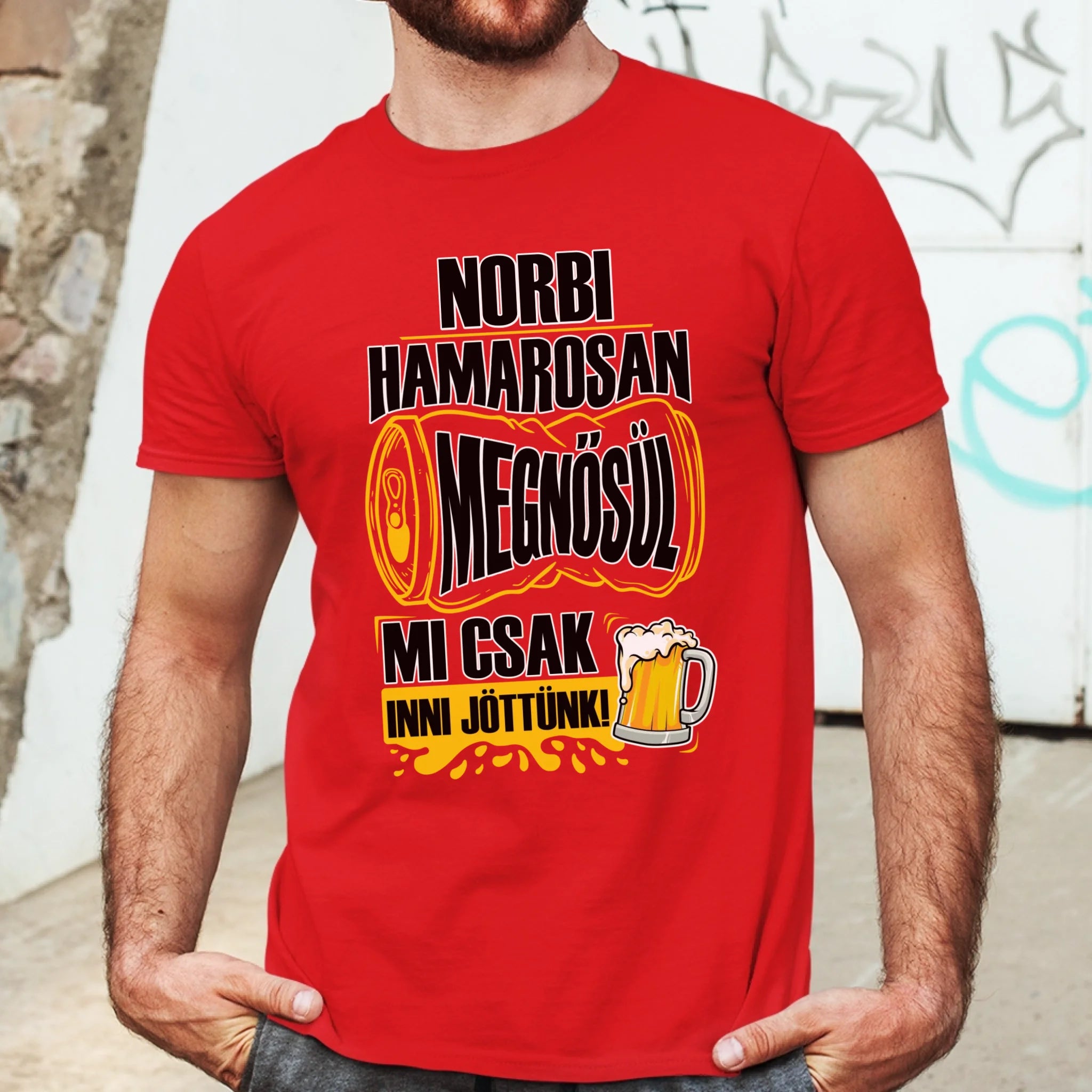 Hamarosan megnősül - egyedi neves legénybúcsú póló
