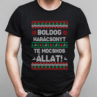 Boldog Karácsonyt te mocskos állat - vicces karácsonyi férfi póló