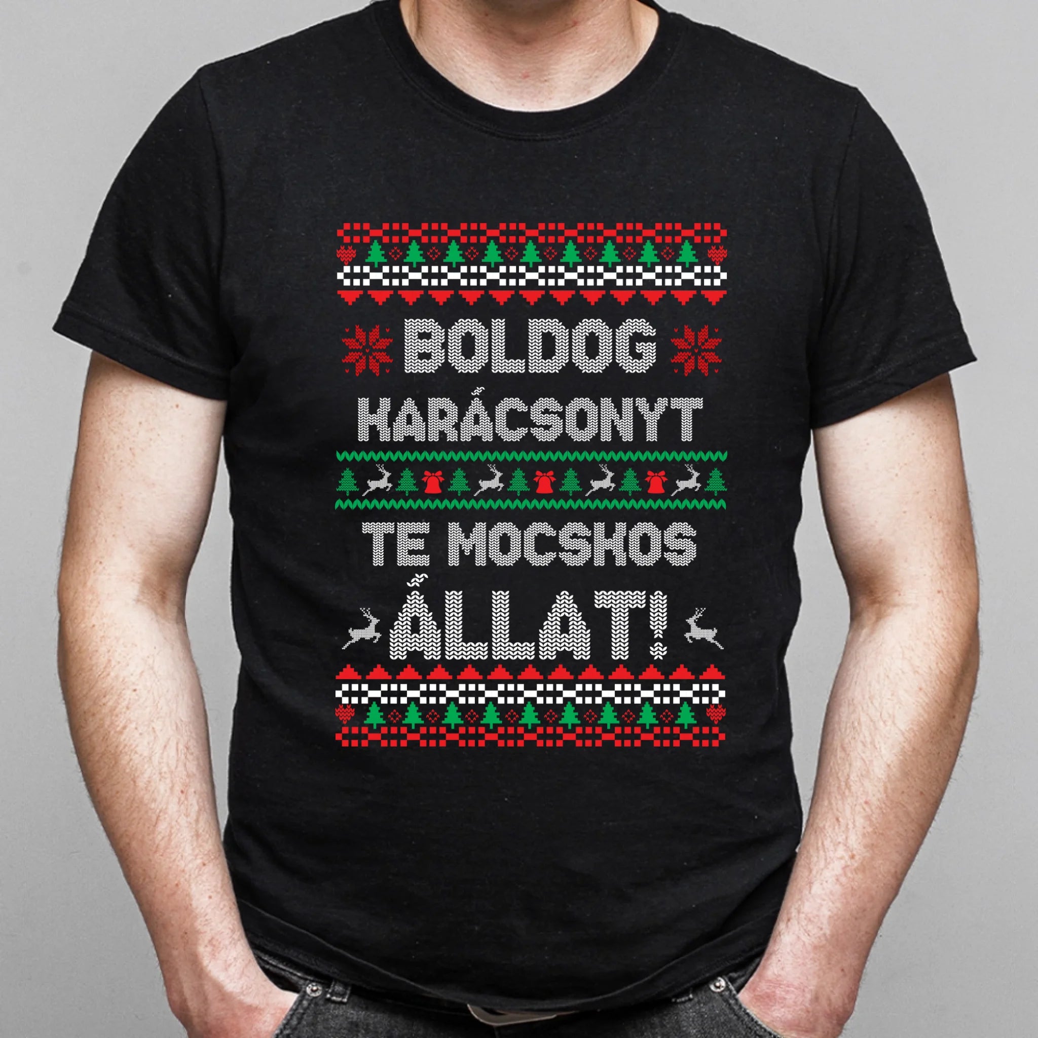 Boldog Karácsonyt te mocskos állat - vicces karácsonyi férfi póló