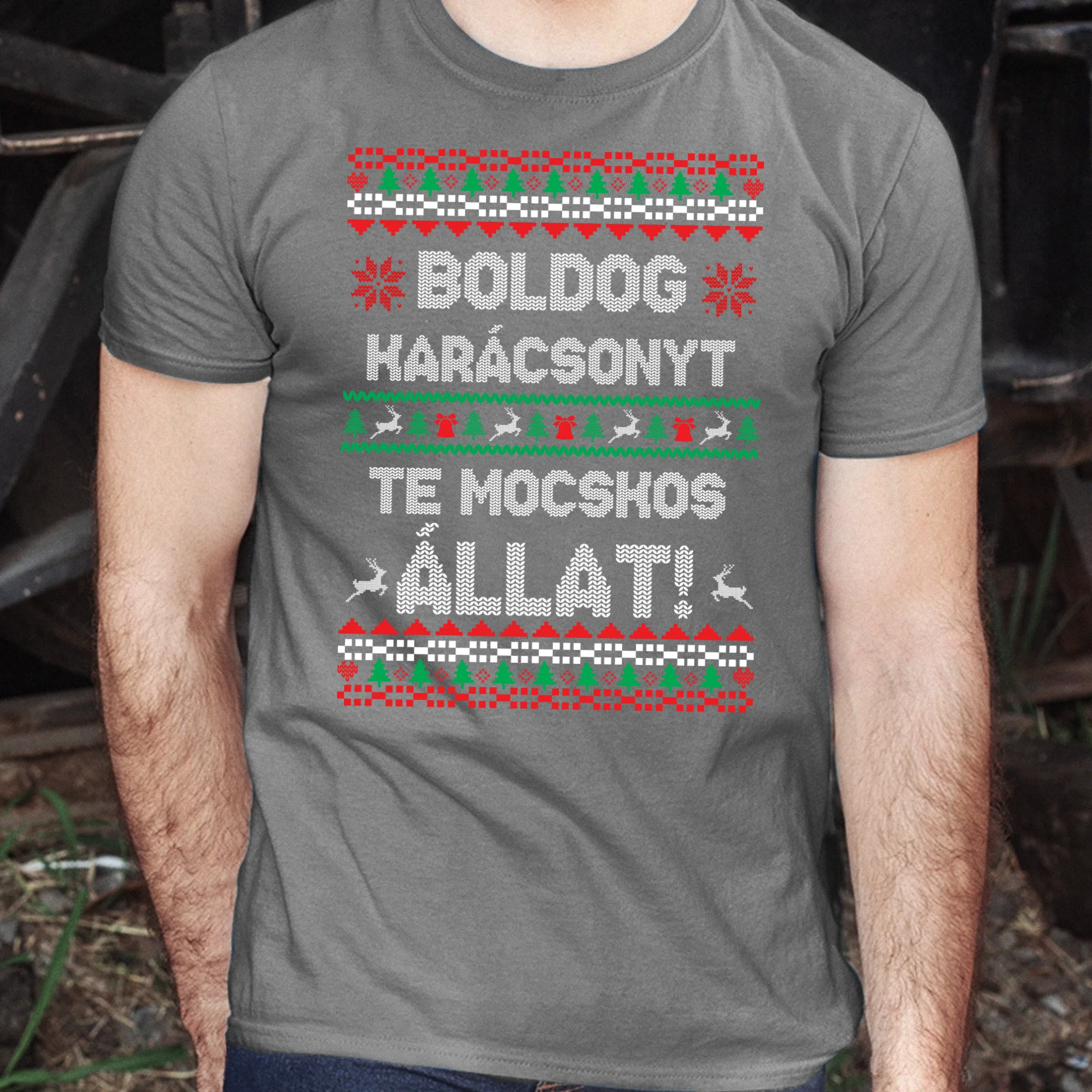 Boldog Karácsonyt te mocskos állat - vicces karácsonyi férfi póló