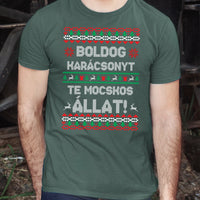 Boldog Karácsonyt te mocskos állat - vicces karácsonyi férfi póló