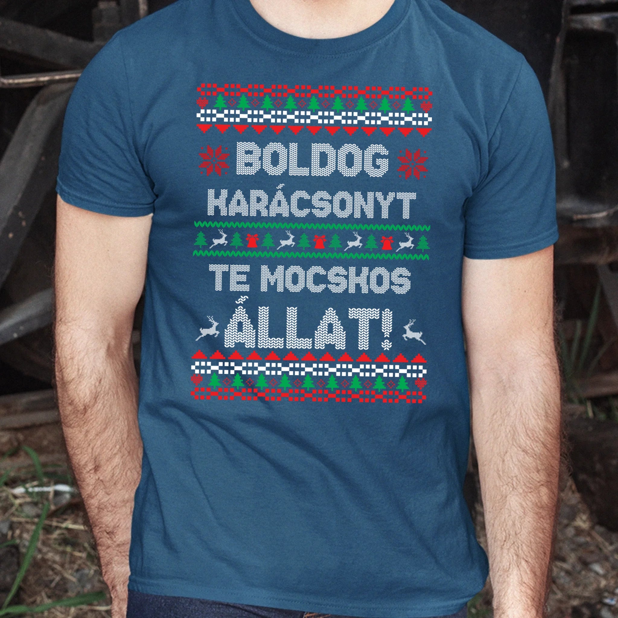 Boldog Karácsonyt te mocskos állat - vicces karácsonyi férfi póló