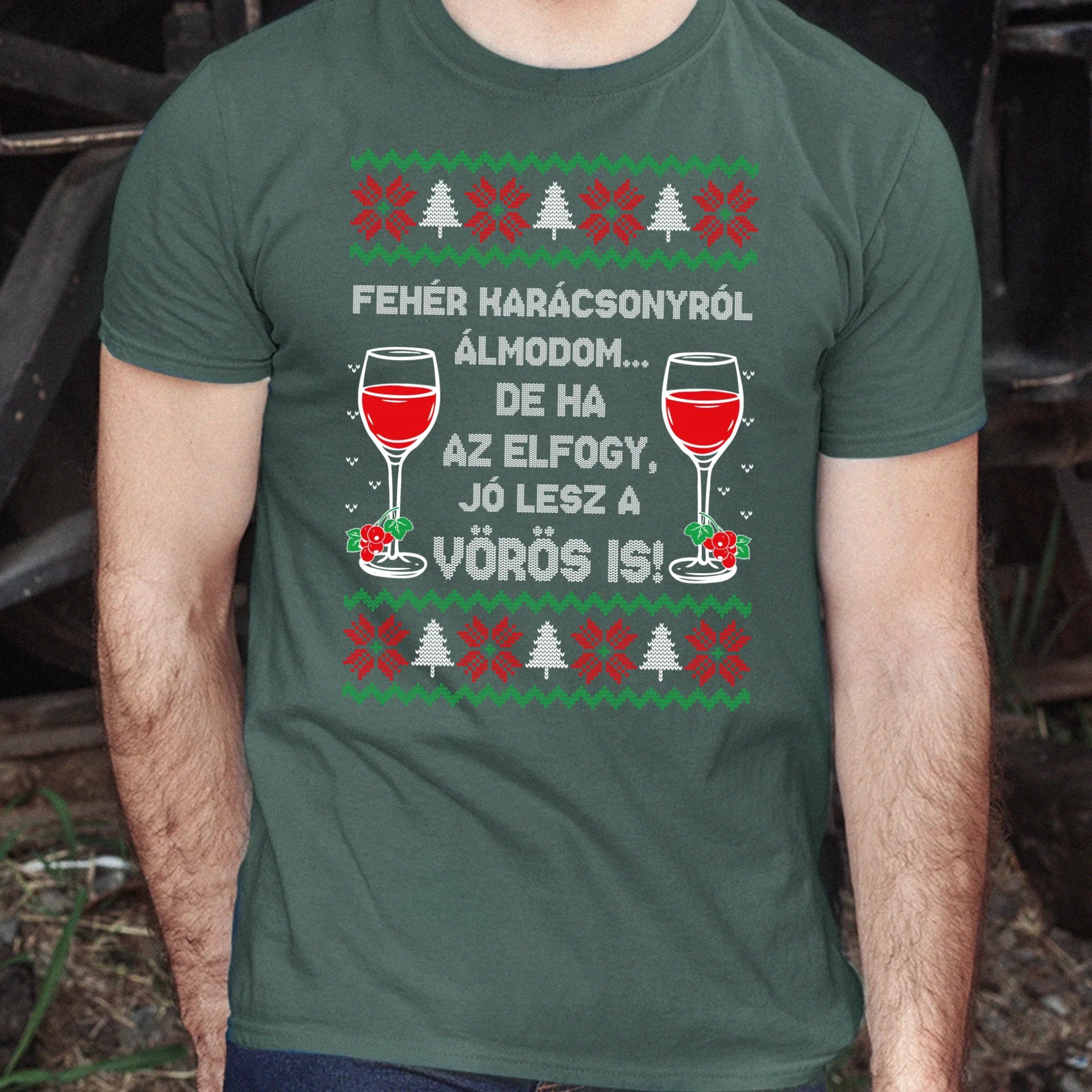 Fehér Karácsonyról álmodom - vicces karácsonyi férfi póló