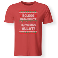 Boldog Karácsonyt te mocskos állat - vicces karácsonyi férfi póló