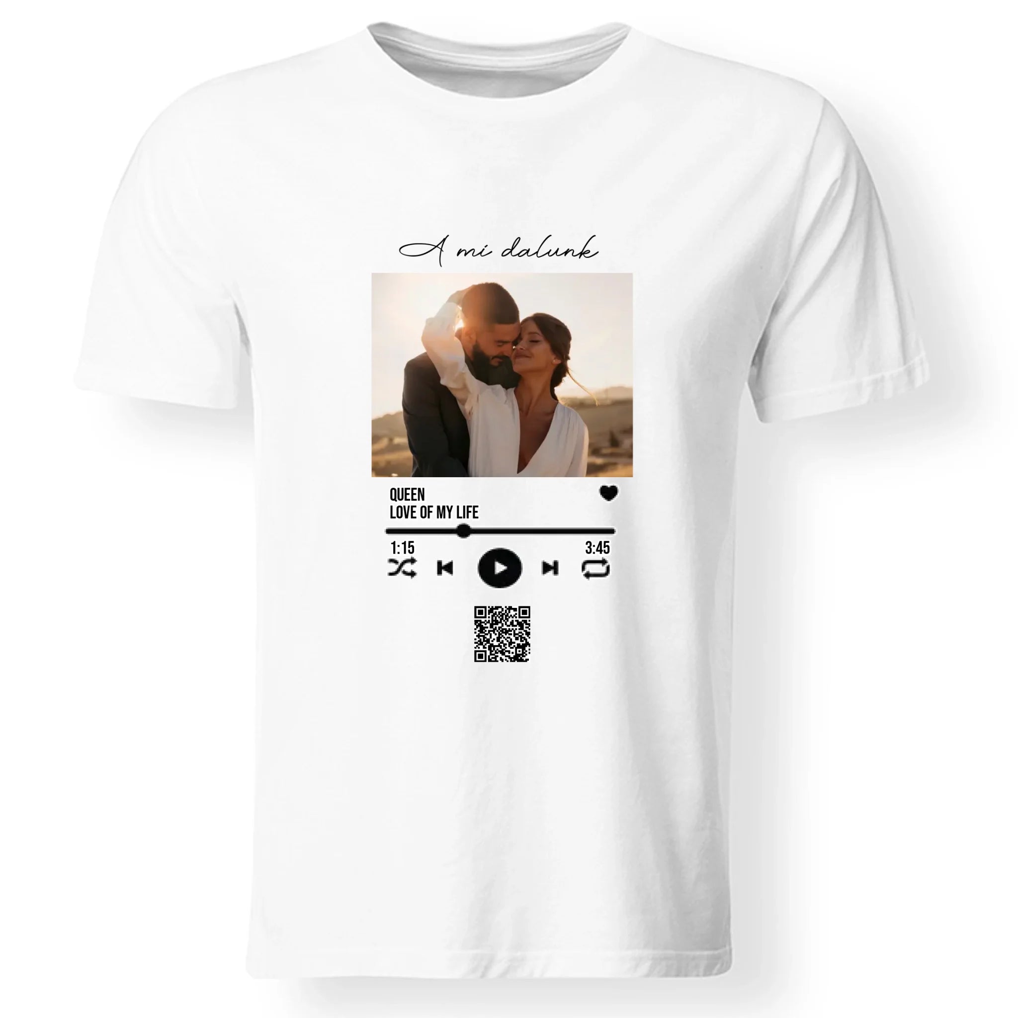 A Mi dalunk - Férfi póló szerkeszthető QR kóddal Valentin napra