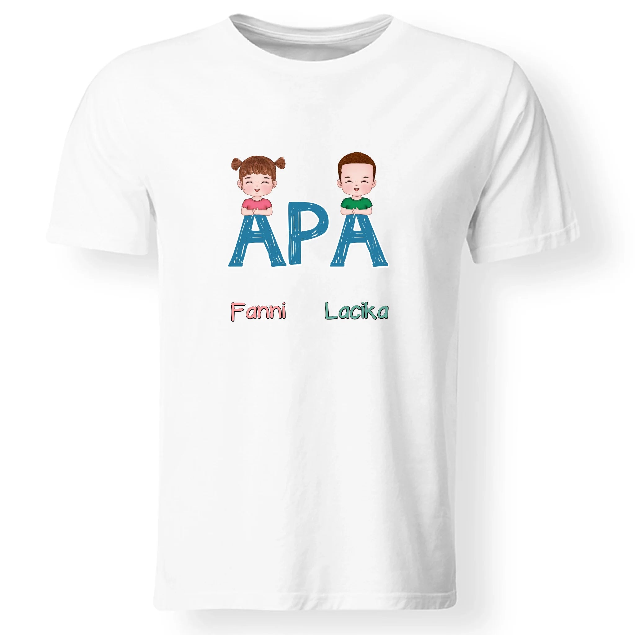 Egyedi ajándék póló Apáknak, szerkeszthető karakterekkel