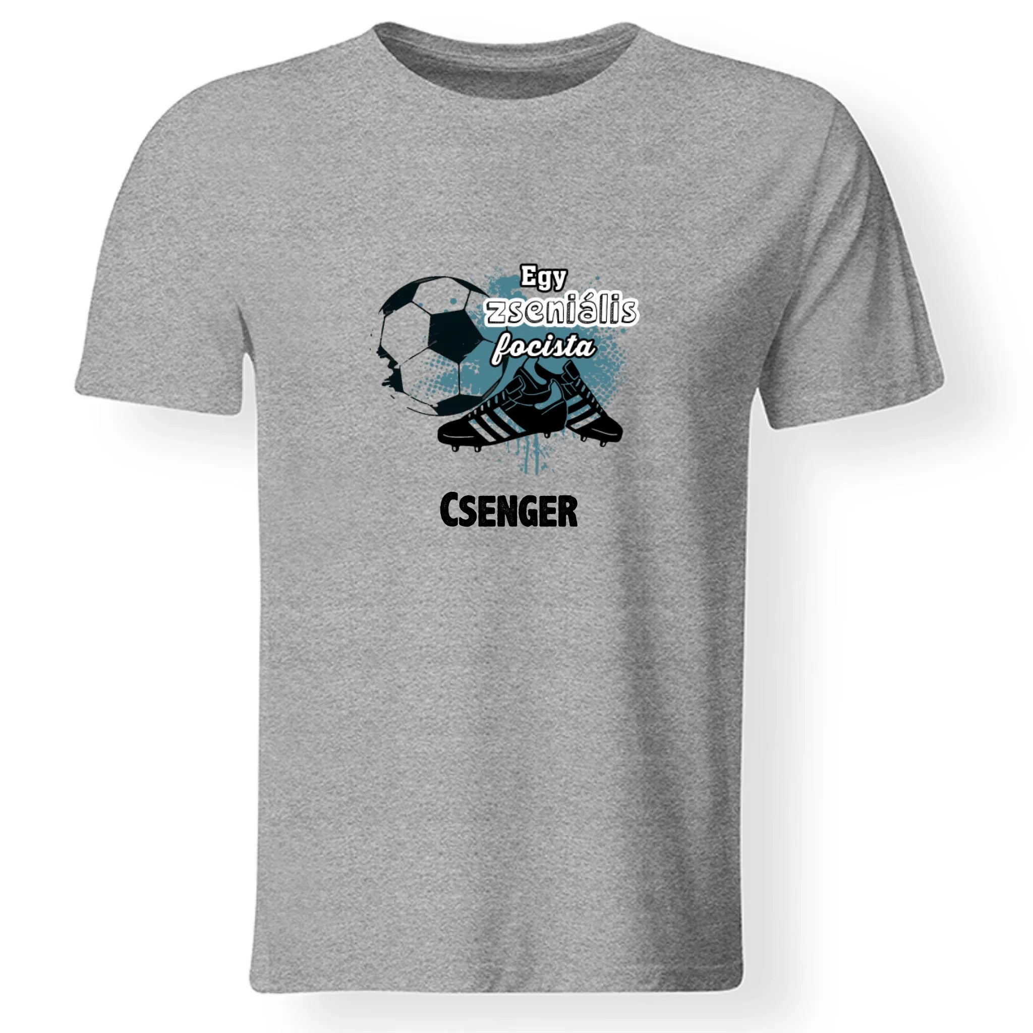 Egy zseniális focista feliratos póló egyedi névvel