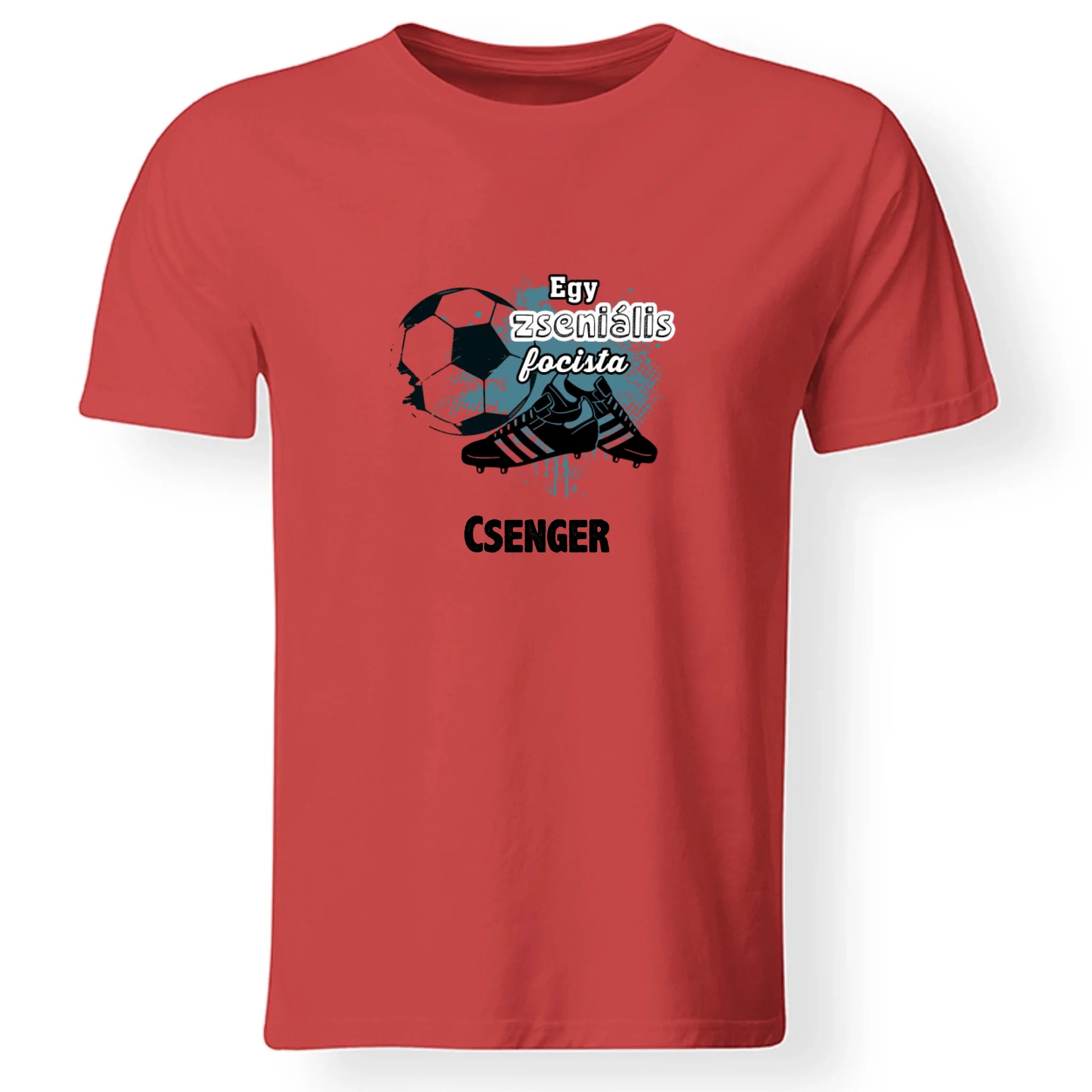 Egy zseniális focista feliratos póló egyedi névvel