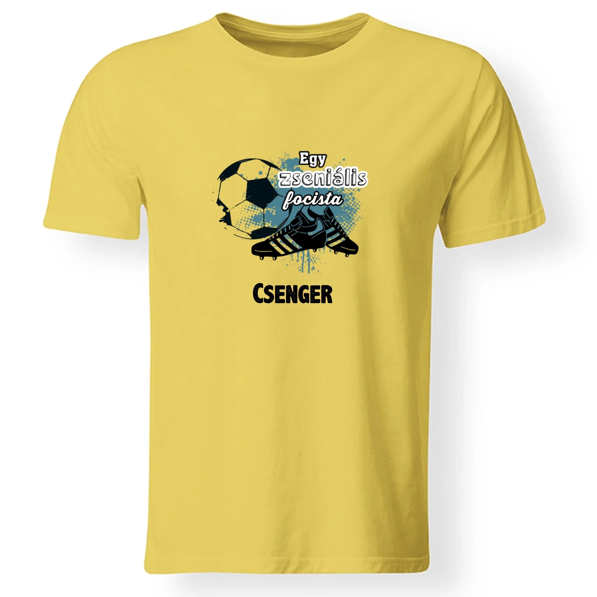 Egy zseniális focista feliratos póló egyedi névvel
