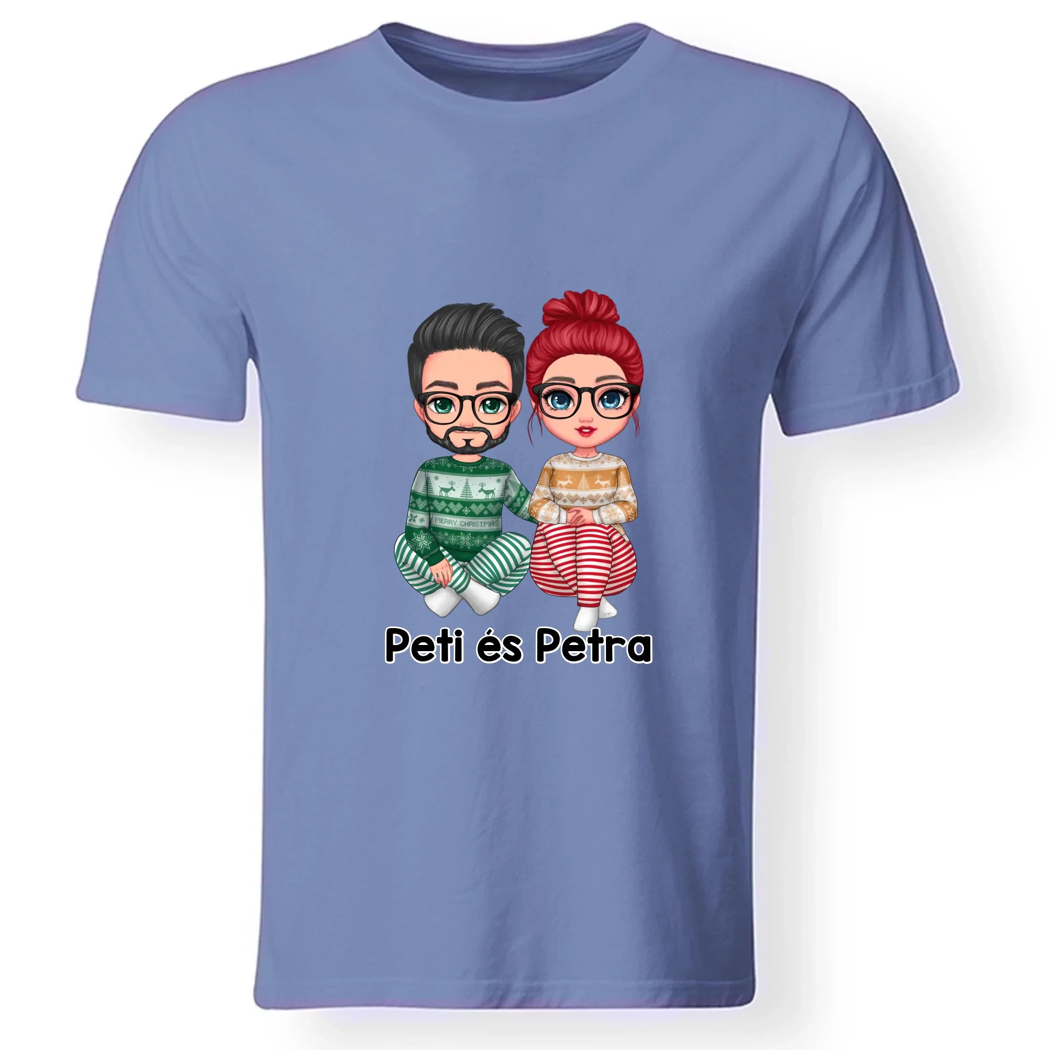 Karácsonyi cuki páros férfi póló