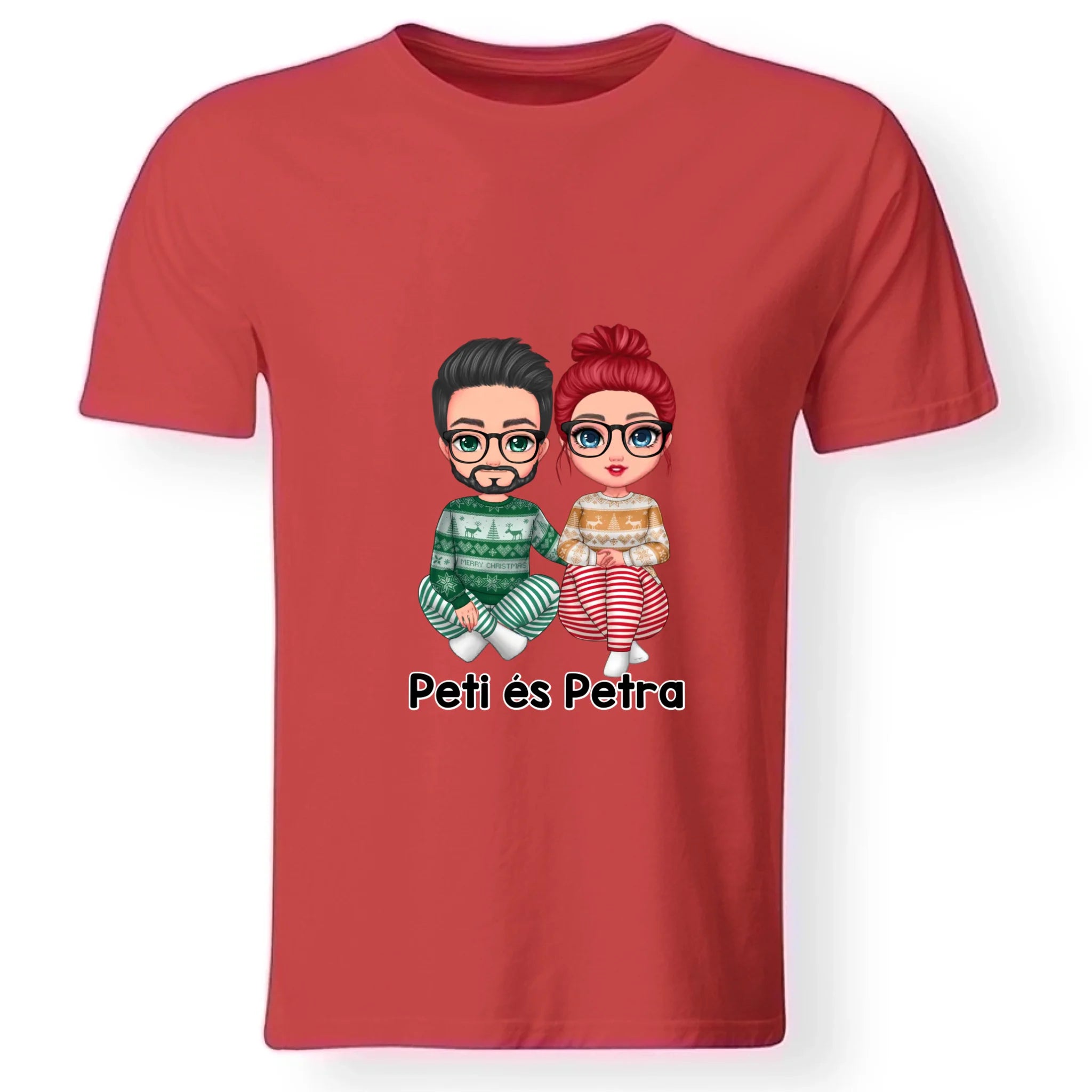 Karácsonyi cuki páros férfi póló