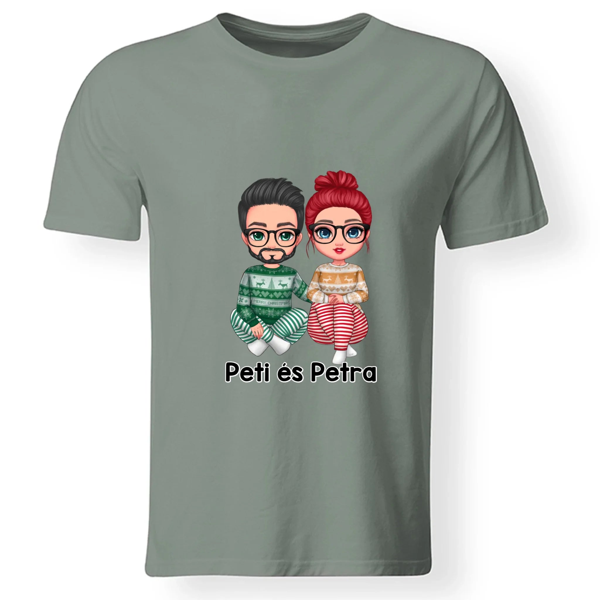 Karácsonyi cuki páros férfi póló