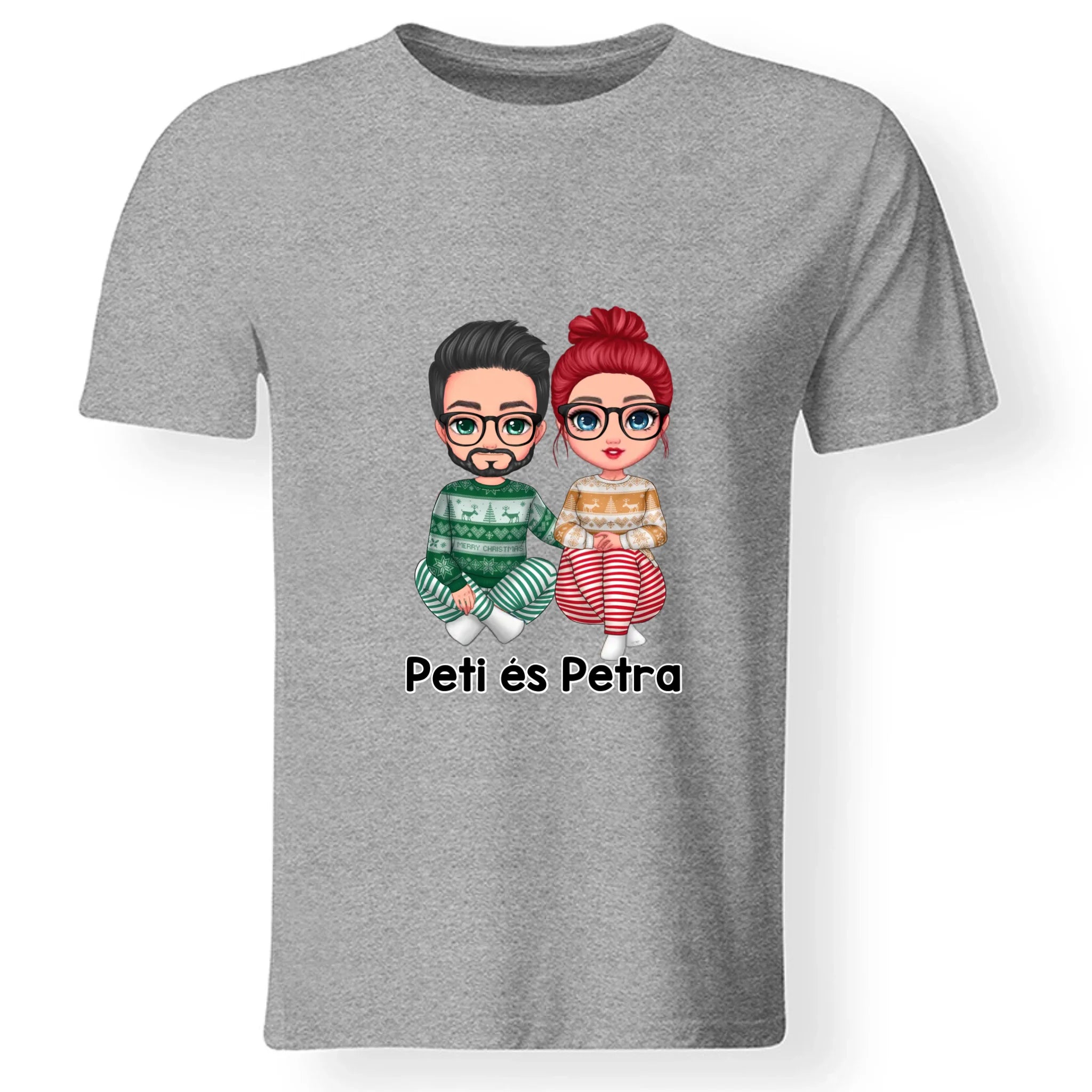 Karácsonyi cuki páros férfi póló