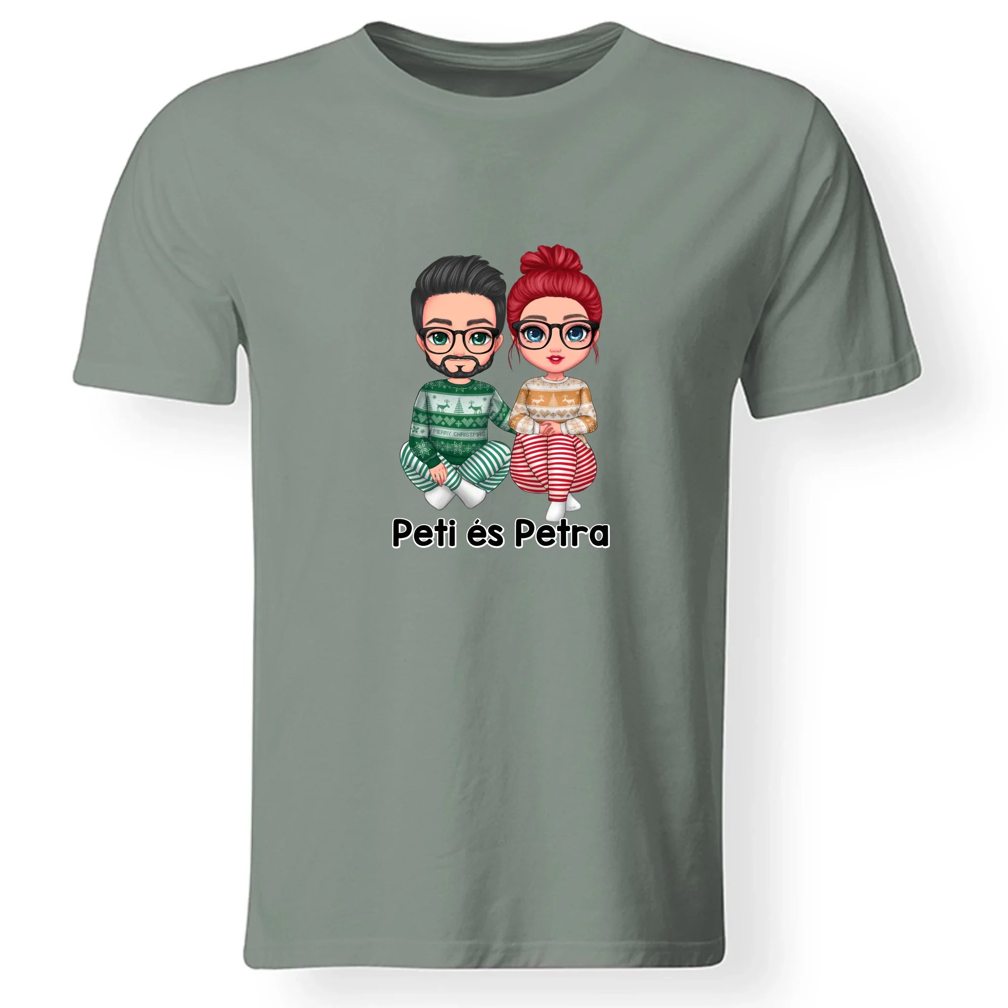  Karácsonyi családos férfi póló