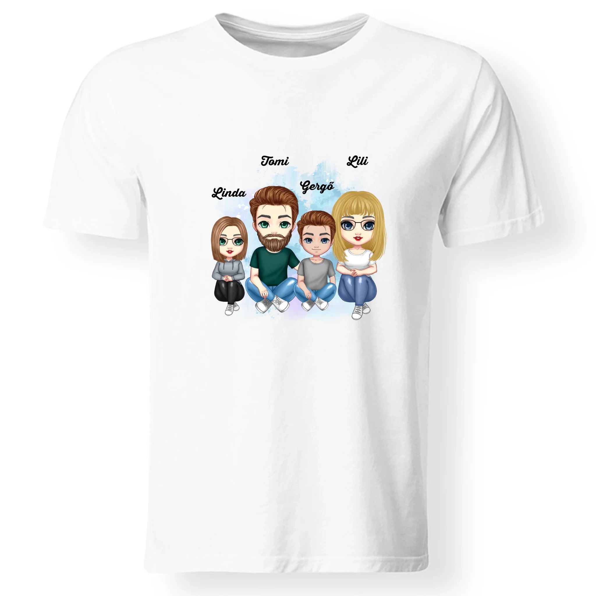 Cukifejű család férfi póló több gyerekkel