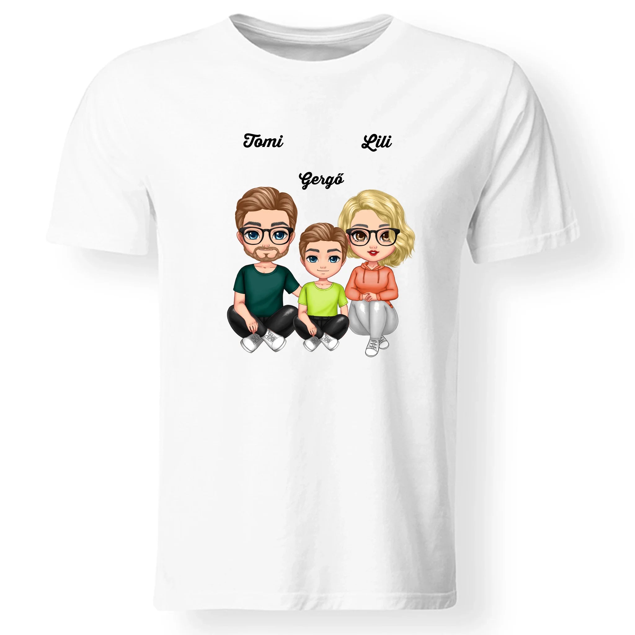 Cukifejű család férfi póló fiúval