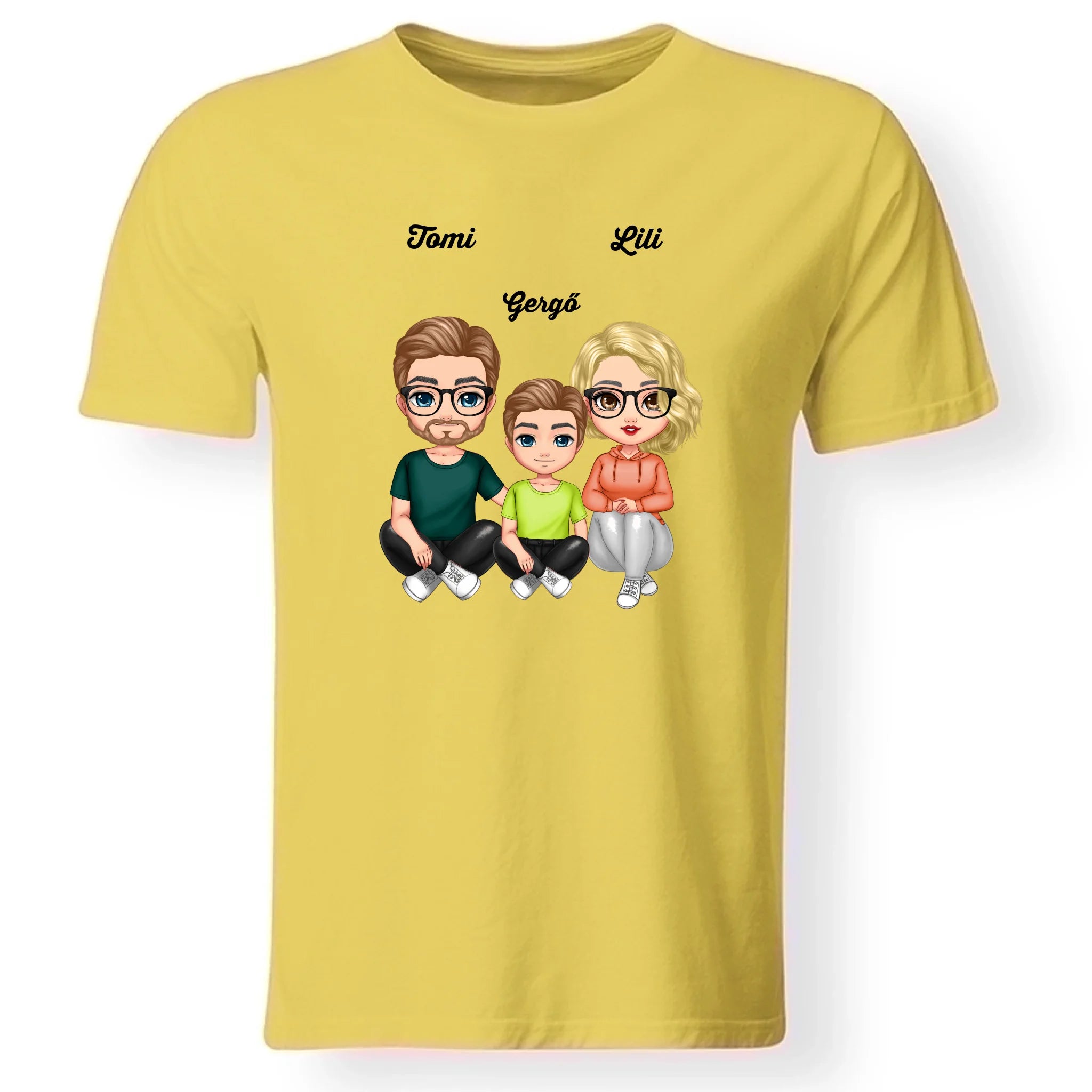 Cukifejű család férfi póló fiúval