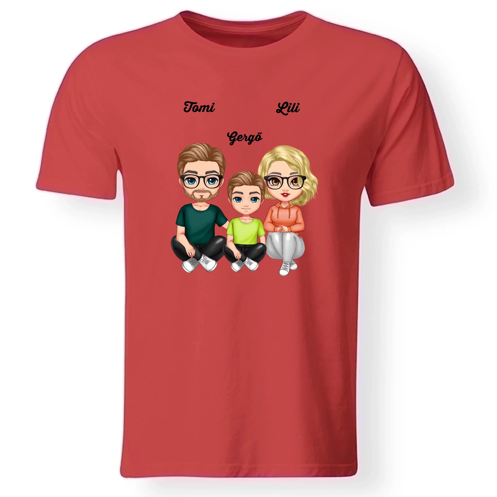 Cukifejű család férfi póló fiúval