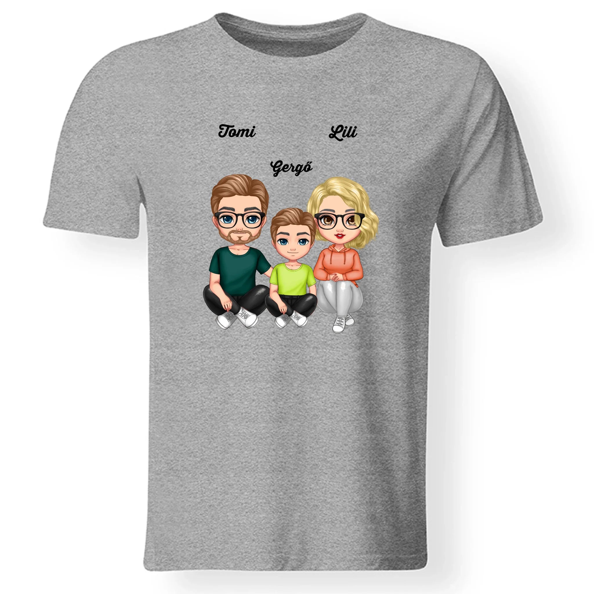 Cukifejű család férfi póló fiúval