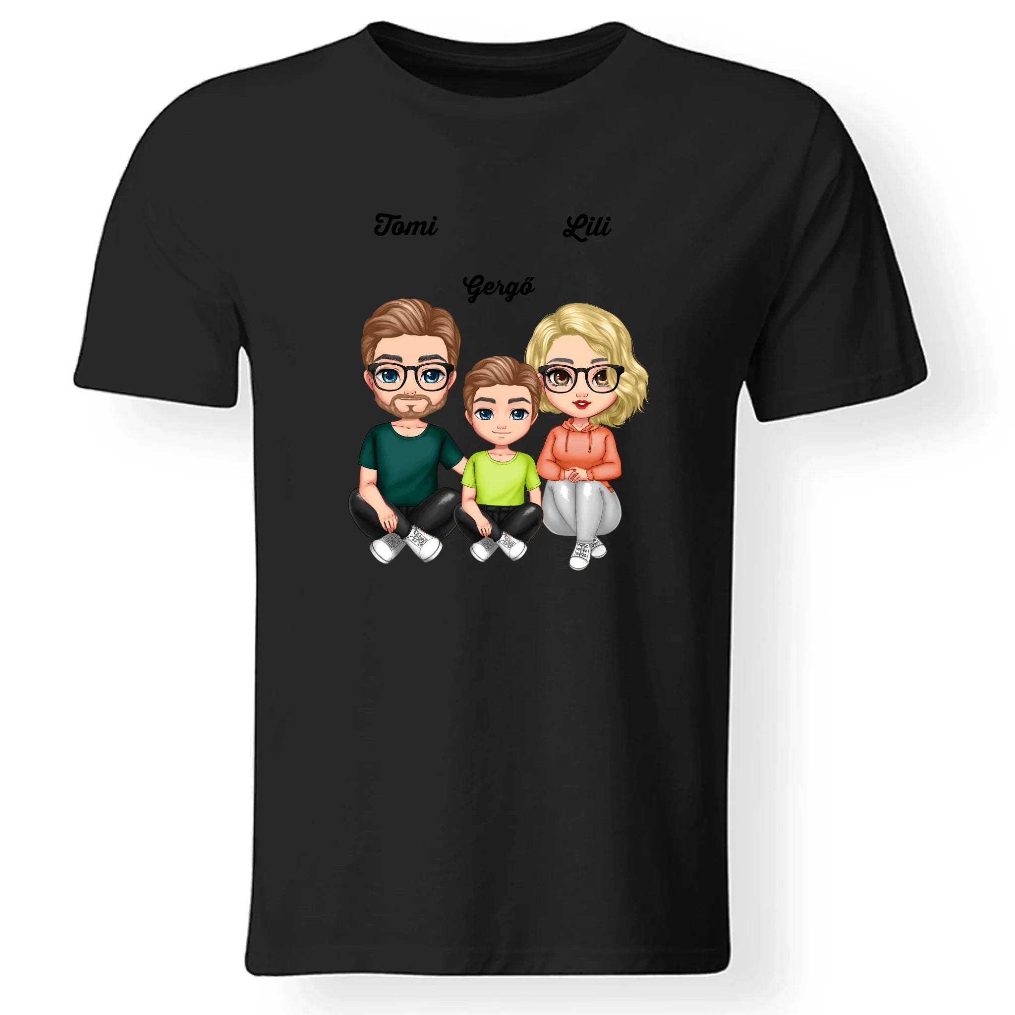 Cukifejű család férfi póló fiúval